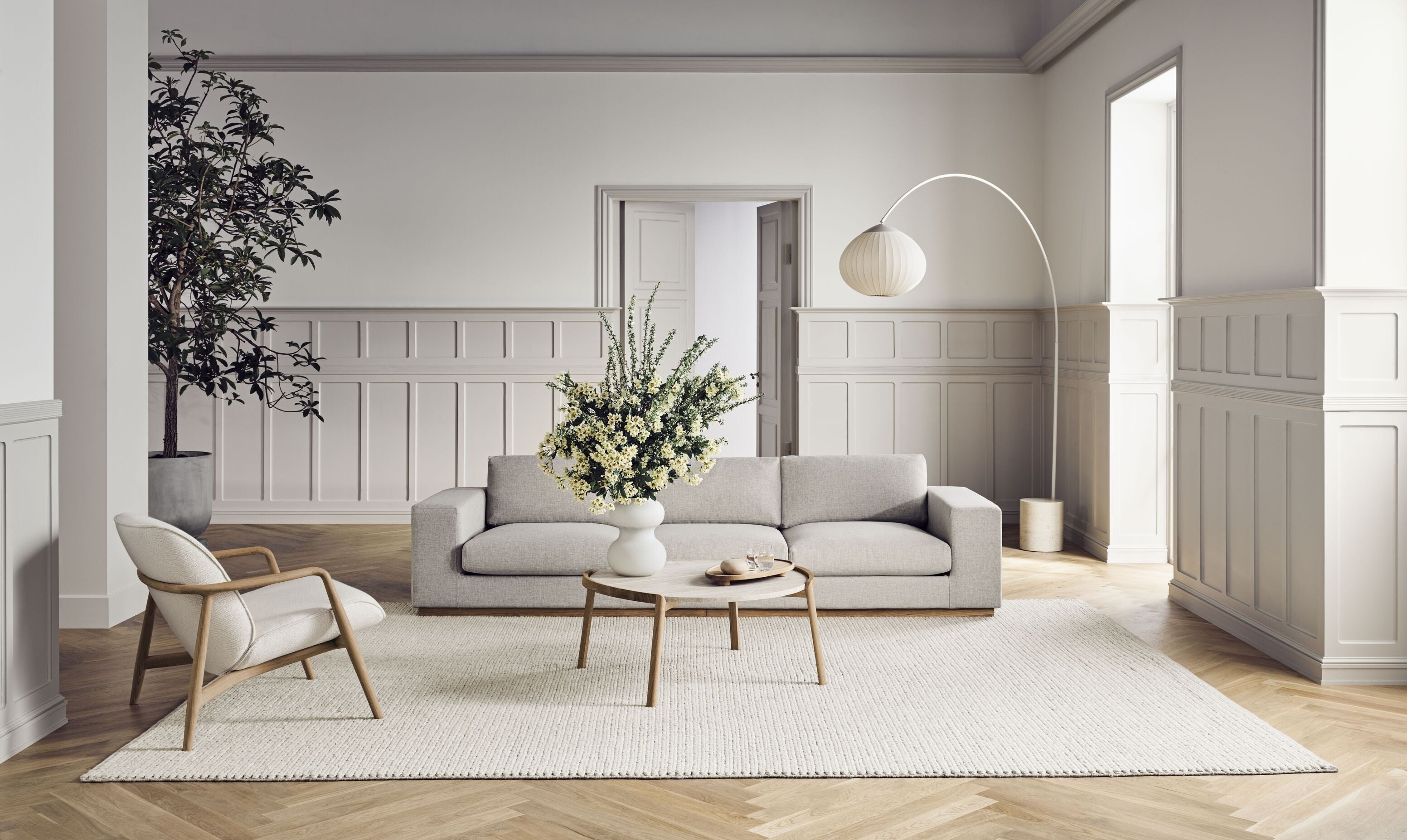 Open corner right -sided sepia white