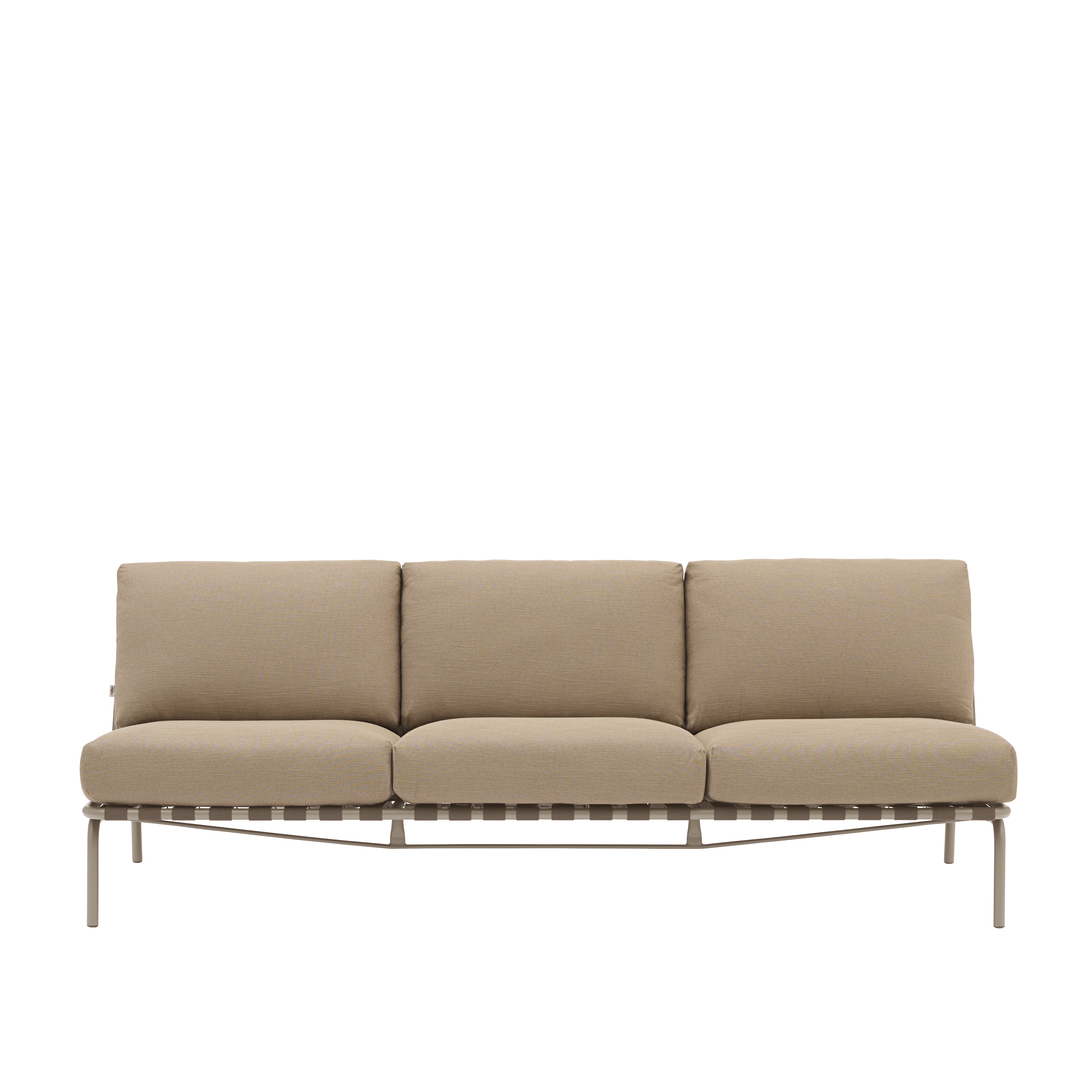 Sofa venkovní 3-osobová SETTLE hnědá s taupe podstavou