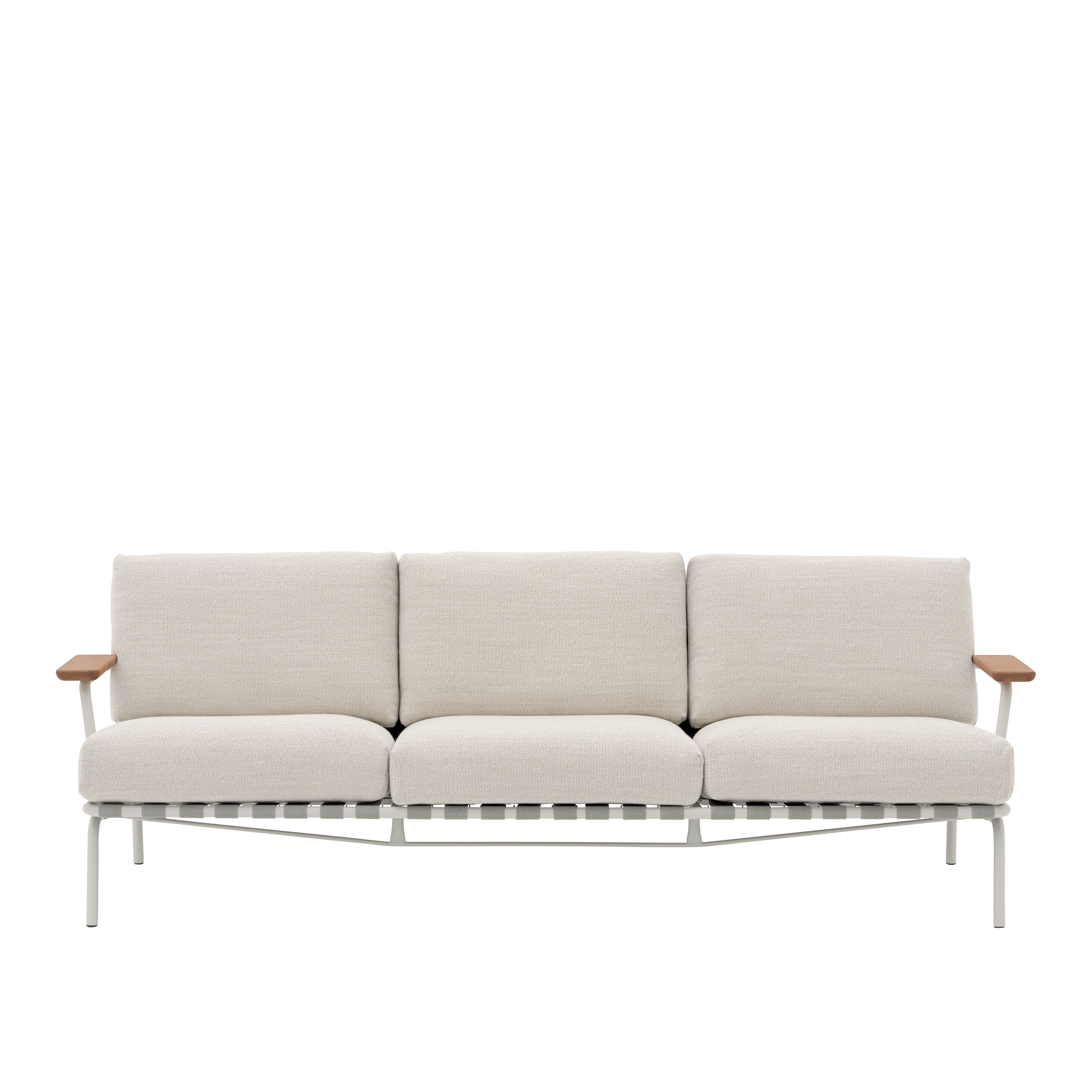 Sofa s vnějšími opěrkami 3-místná SETTLE světle šedá se šedým podstavcem