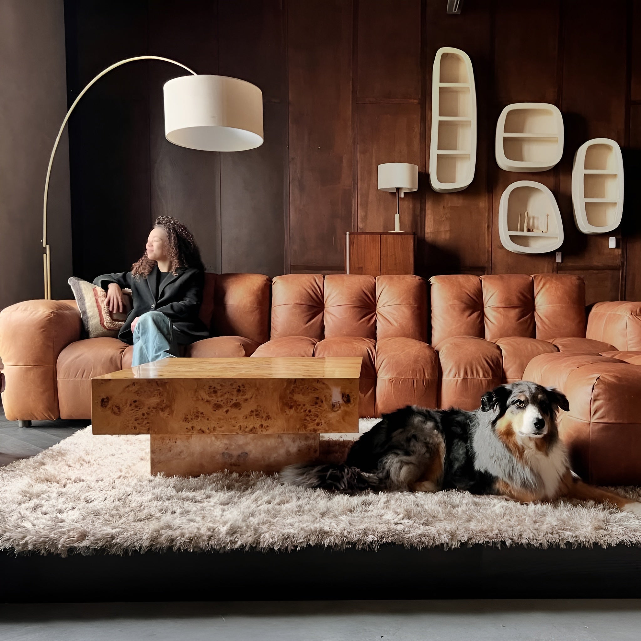 Pohovka pro 4,5 osoby HACKMAN z koňakové kůže