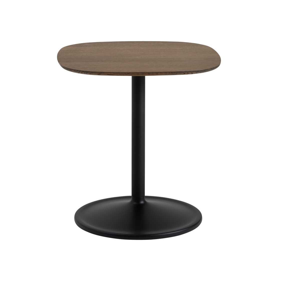 Square Side Table SOFT dark oak wood with black base