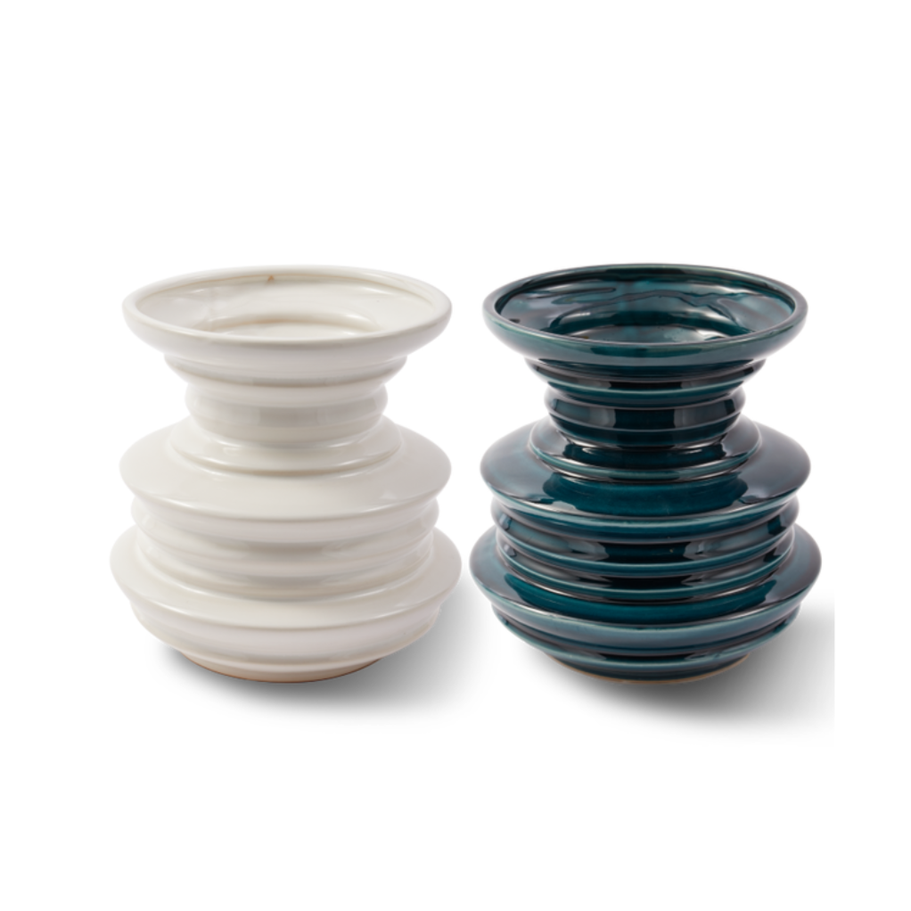 Váza STACKED PLATES tmavě zelená