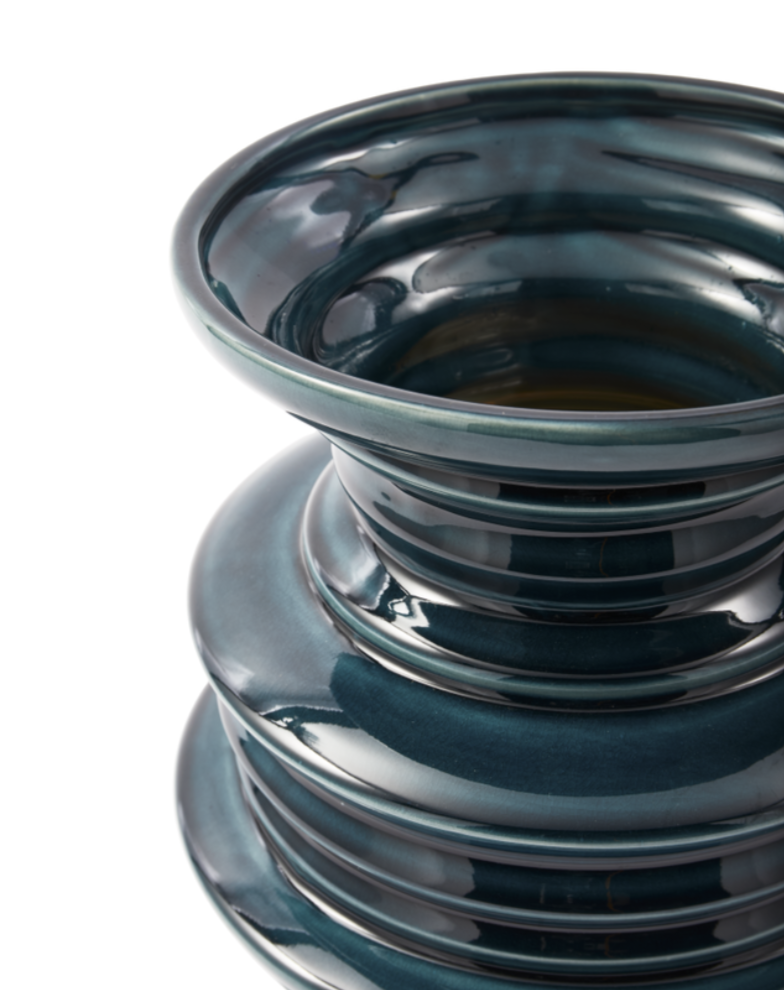 Váza STACKED PLATES tmavě zelená