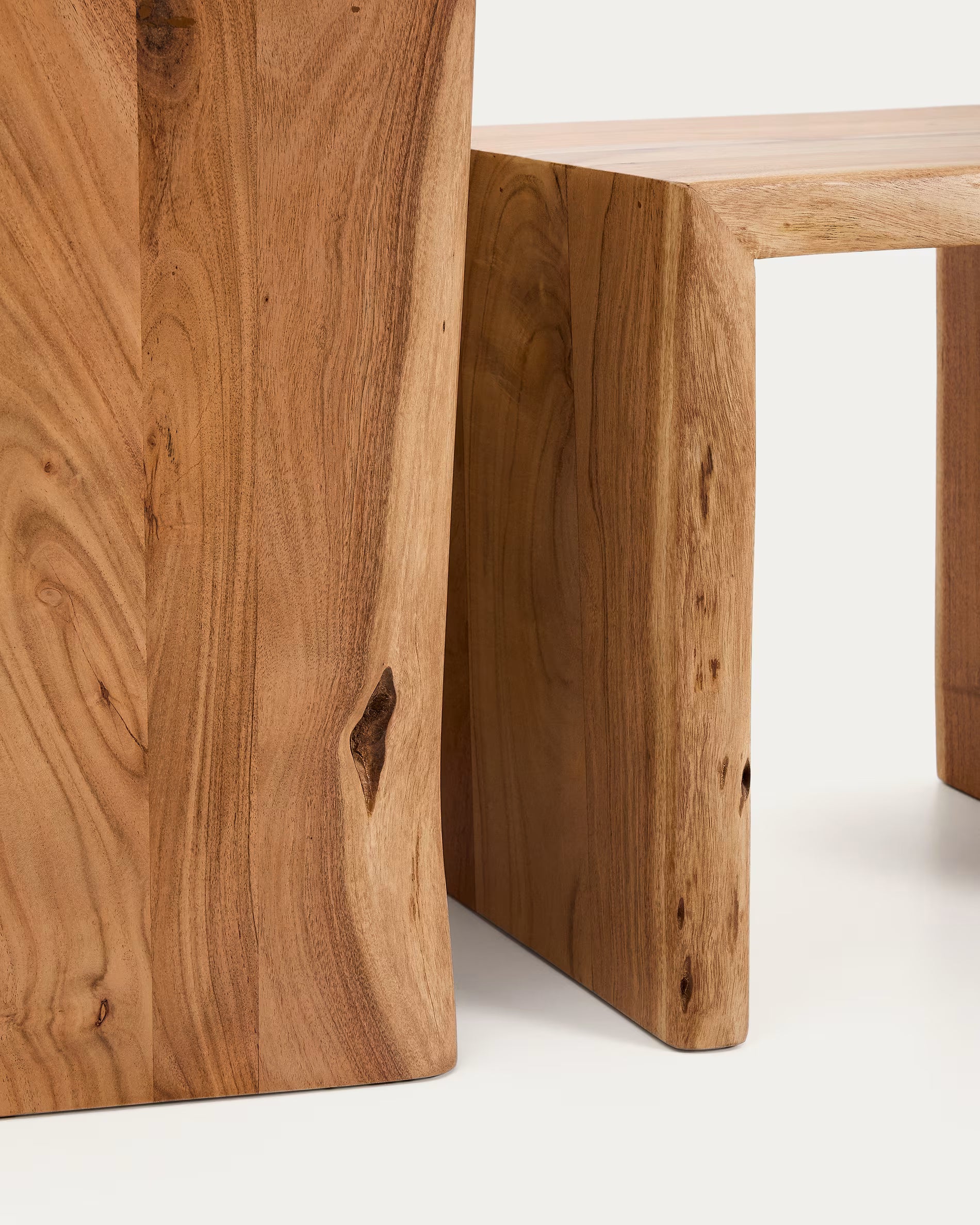 LOMIRI Table Set Solid Acacia Wood