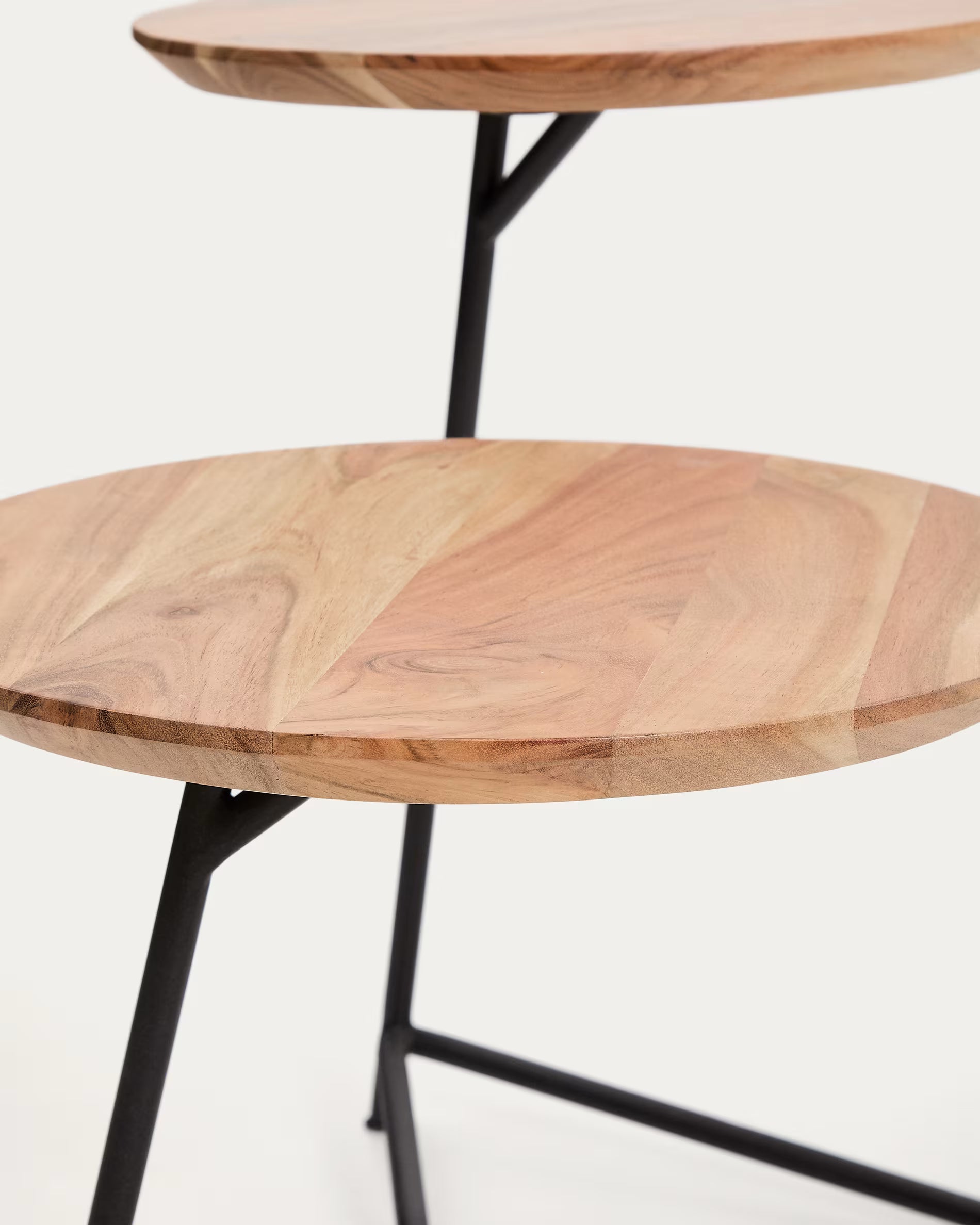 Sada stolků VINTARA z masivního akáciového dřeva s černým podstavcem