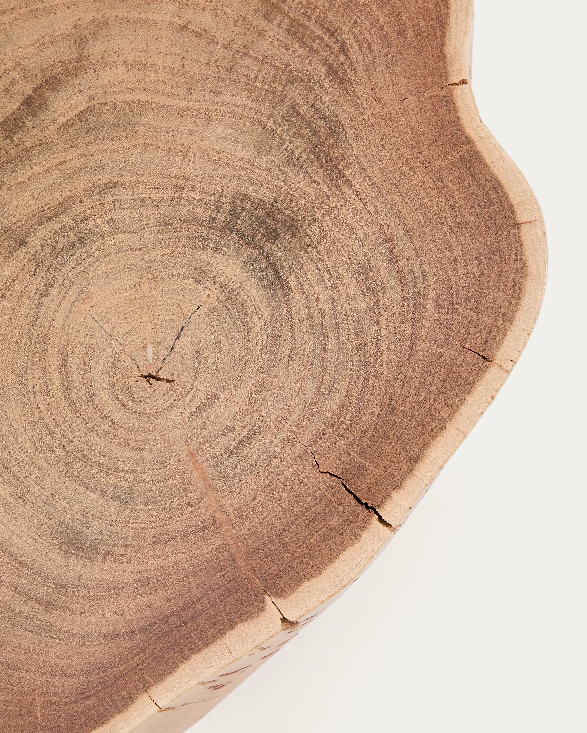 TANIVE coffee table made of light acacia wood with a black base