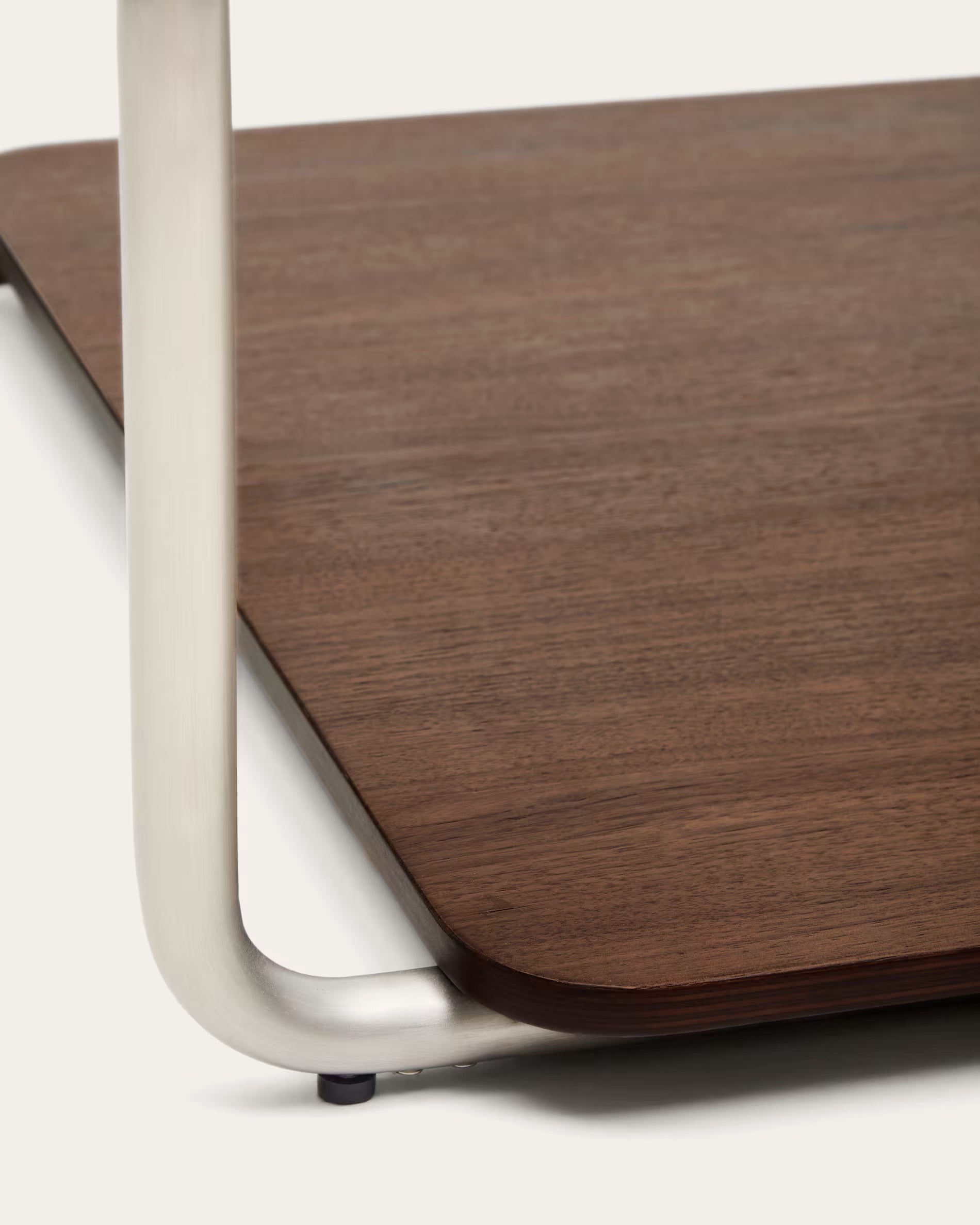 Konferenční stolek TARSEL tmavě hnědý ořechový dýhovaný se ocelovým podstavcem