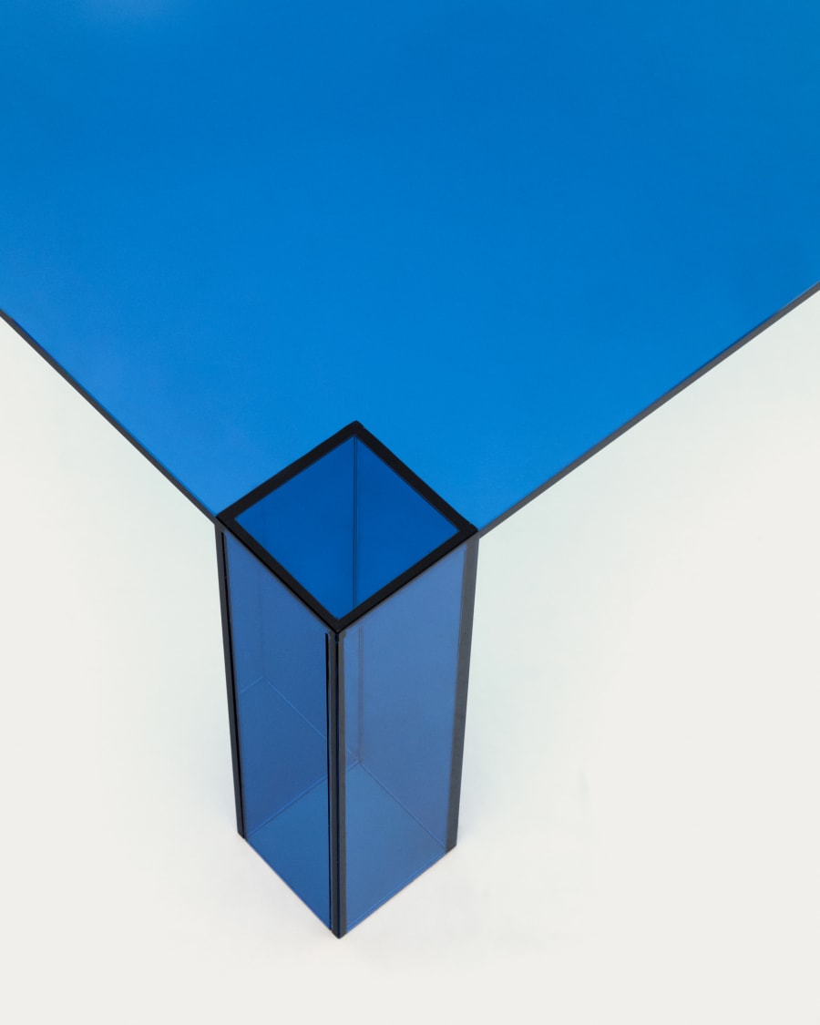 Konferenční stolek ADULARIA modré tvrzené sklo