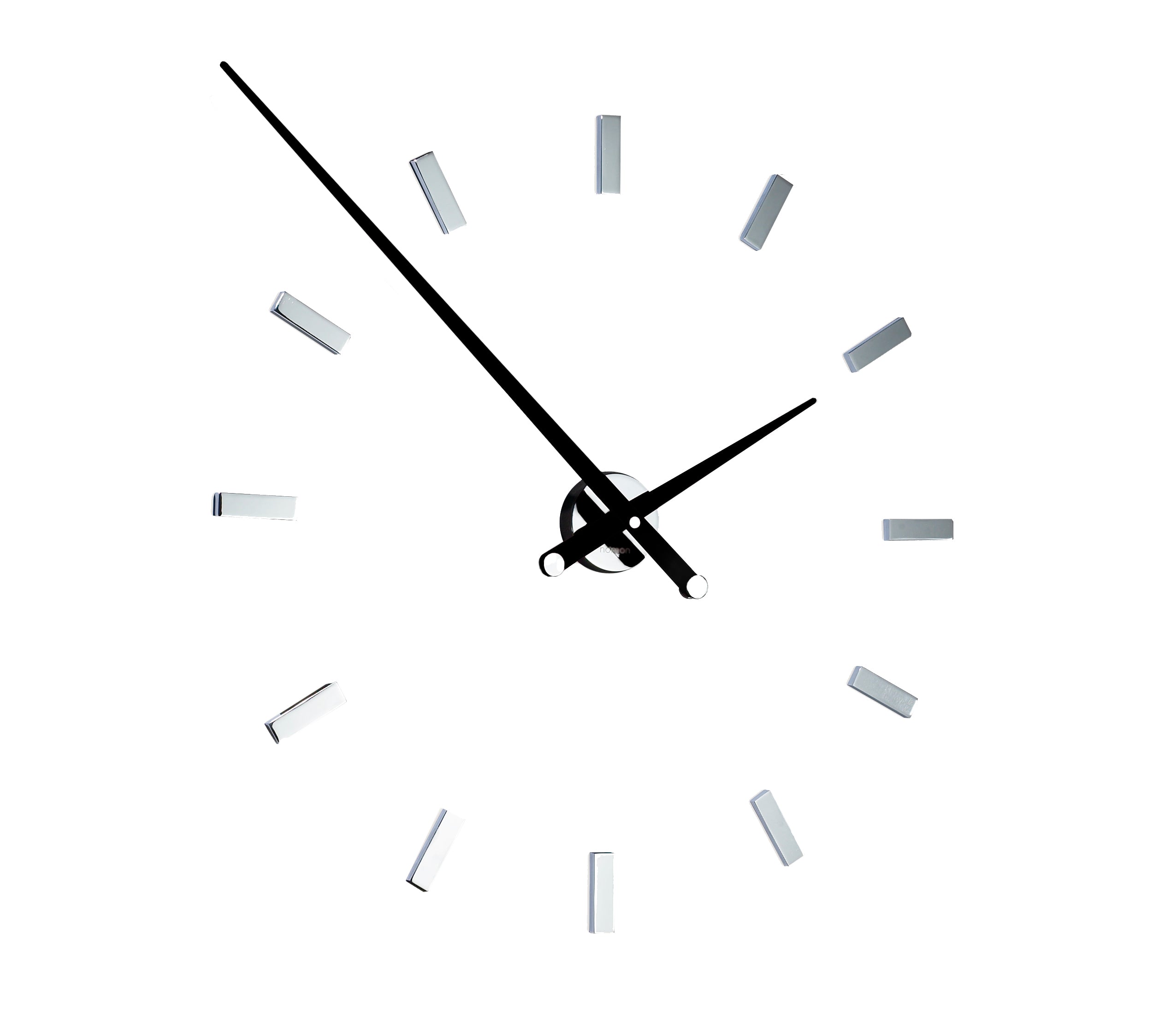 Wall clock TACON chrome with black finish
