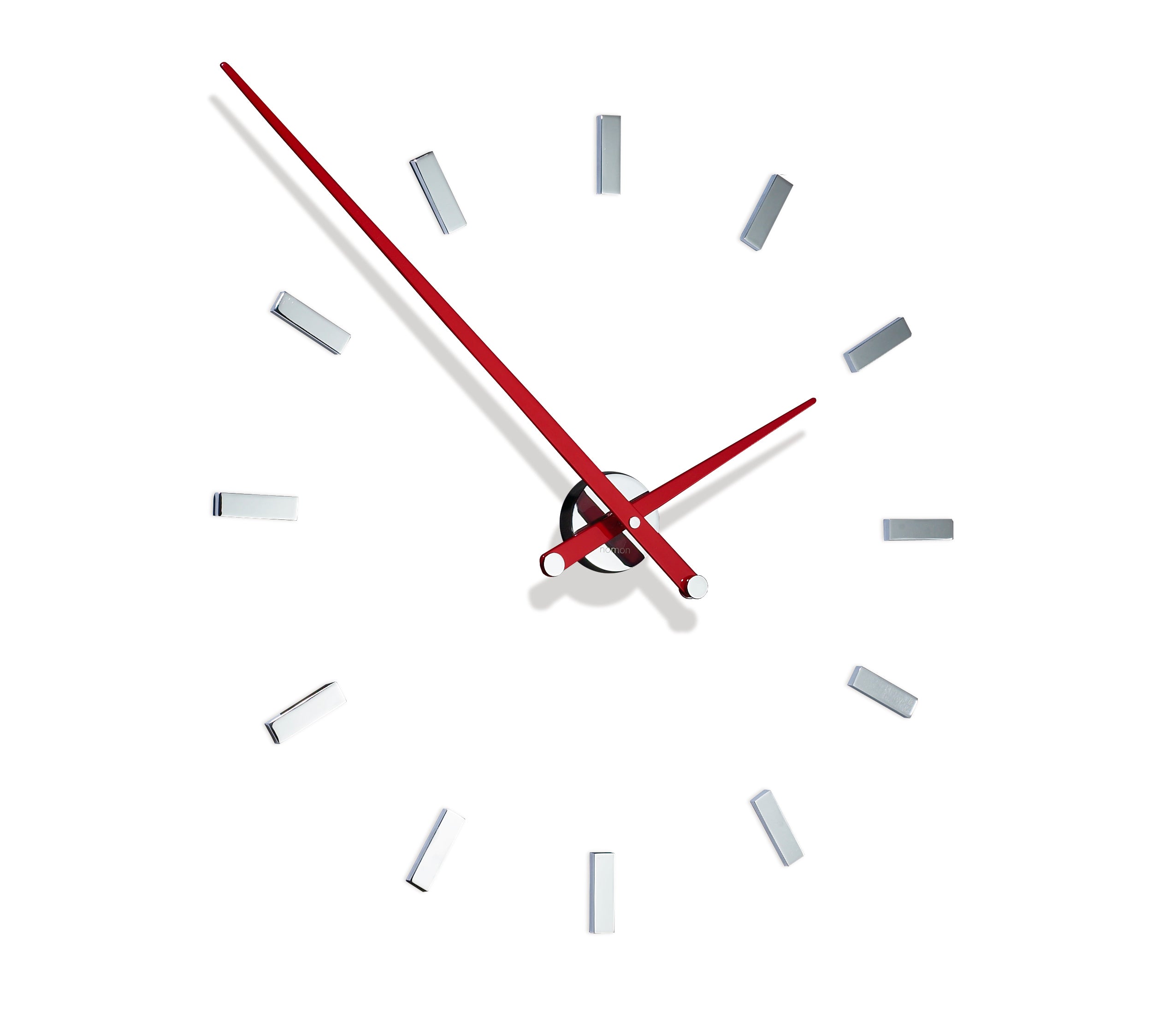 Chromed wall clock TACON with red finish