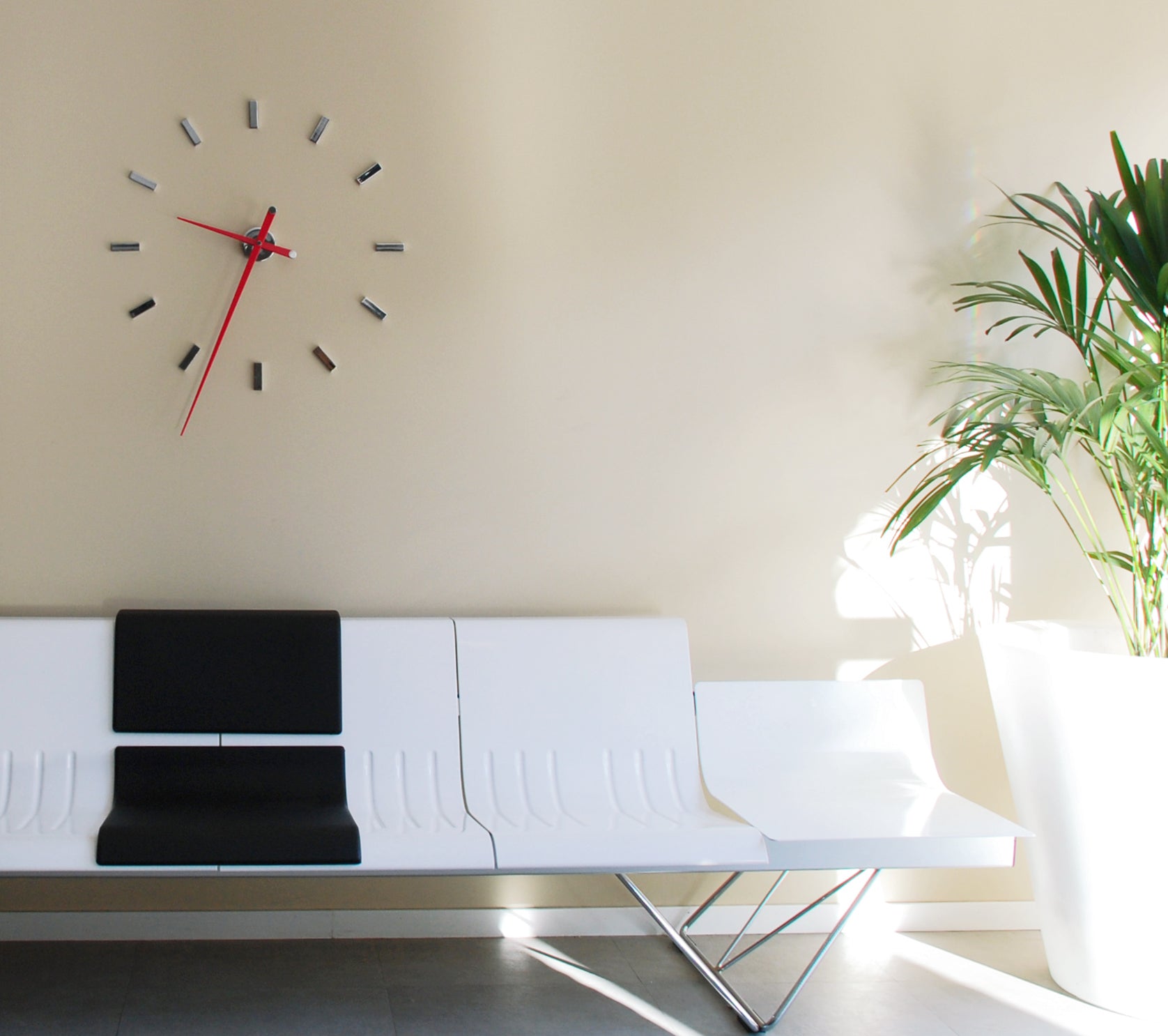 Chromed wall clock TACON with white