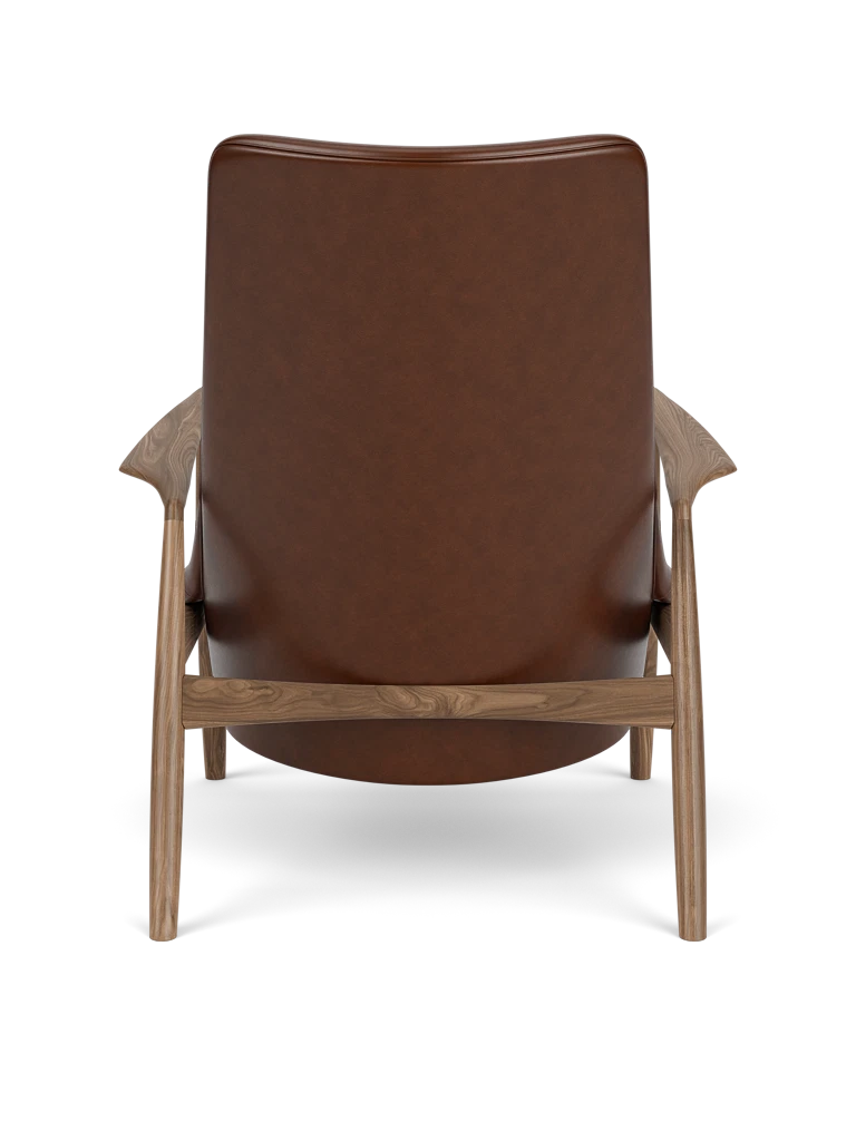 THE SEAL high-back armchair brown leather with walnut base