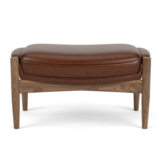 THE SEAL footrest brown leather with walnut base