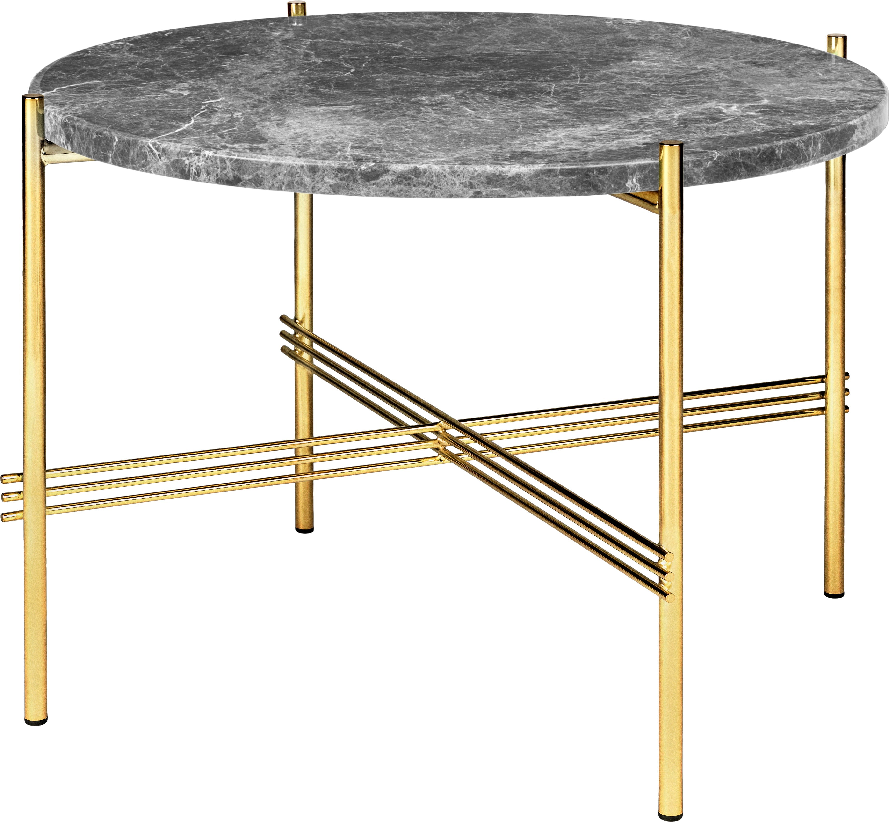 Round coffee table TS gray marble with a gold base