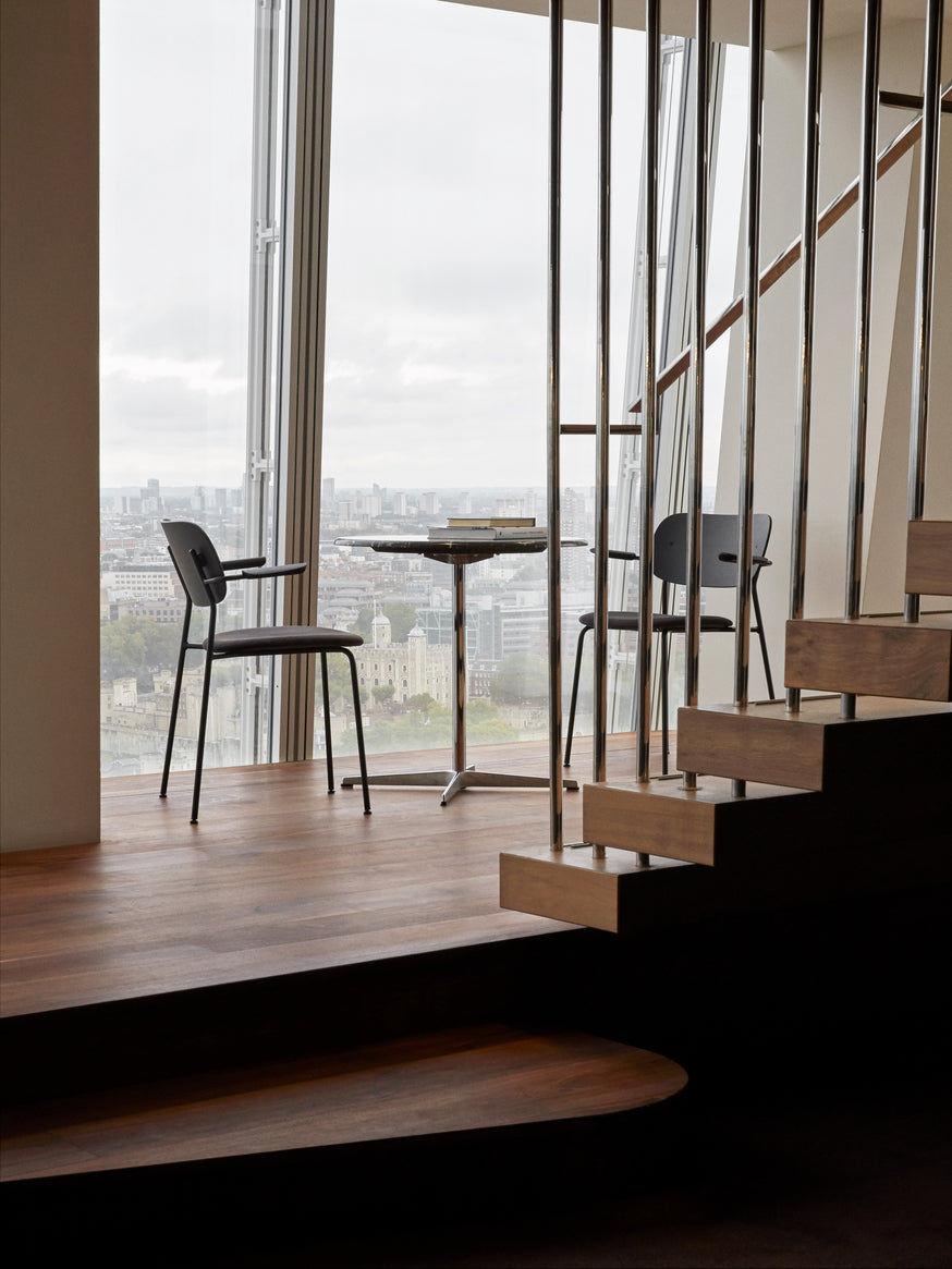CO Armchair black oak veneer with chrome base
