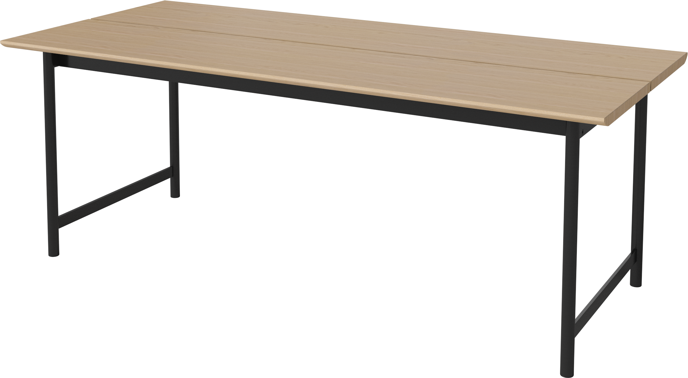 Stůl TRACK bělené dubové dřevo s černým podstavcem