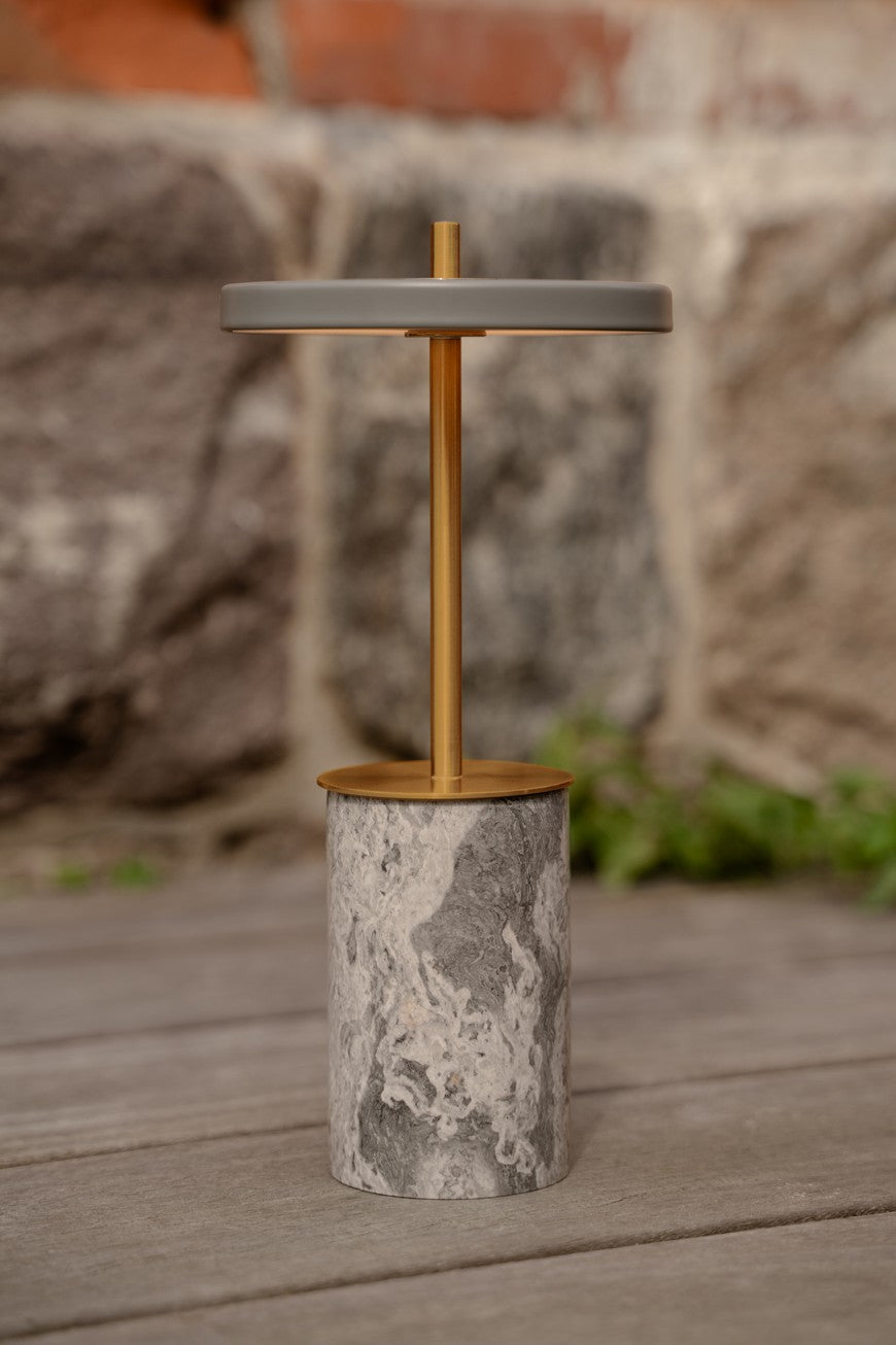 ASTERIA MOVE MINI Table Lamp in Gray Marble with Gold Accent