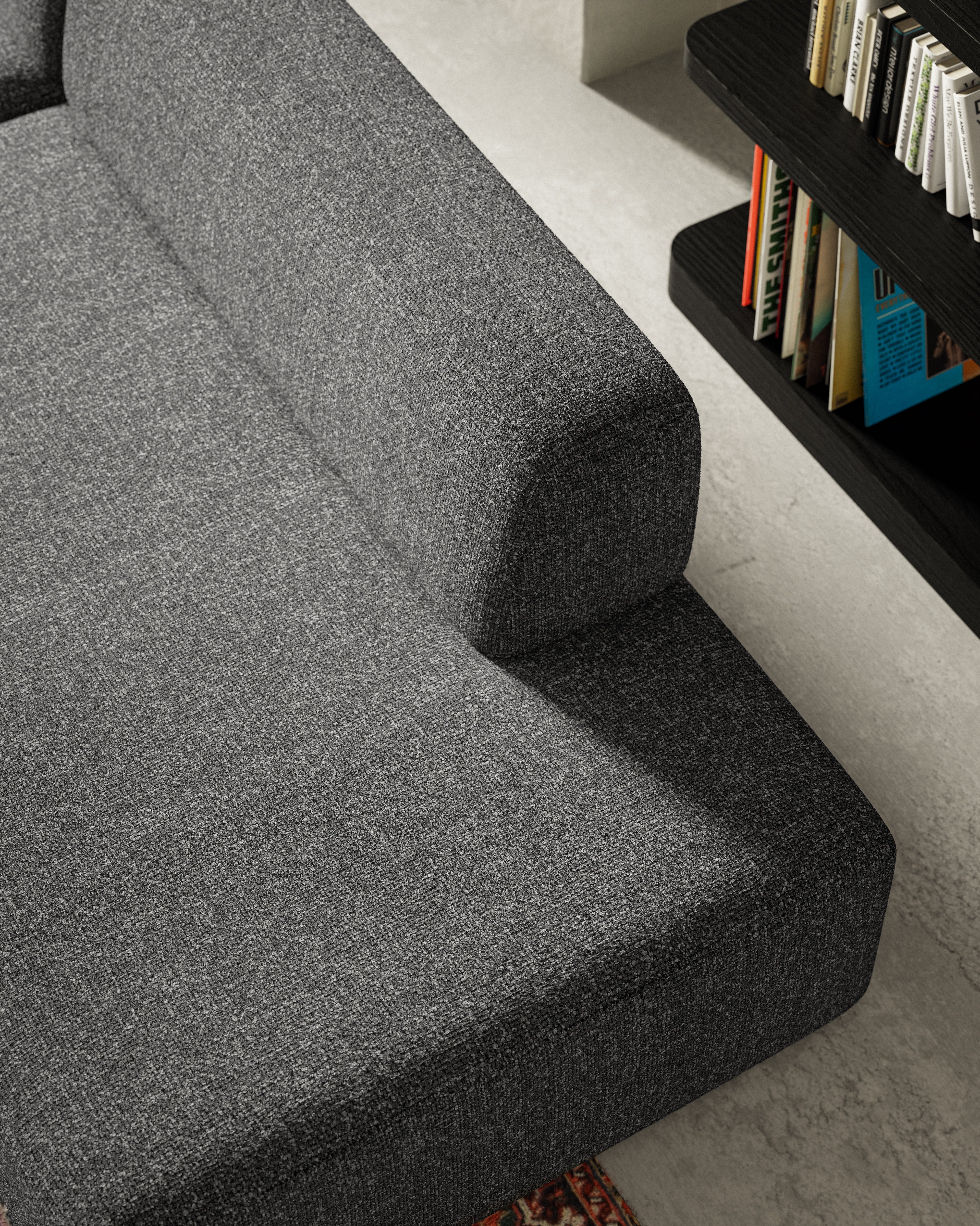 Open right-sided modular corner sofa UMI stone black