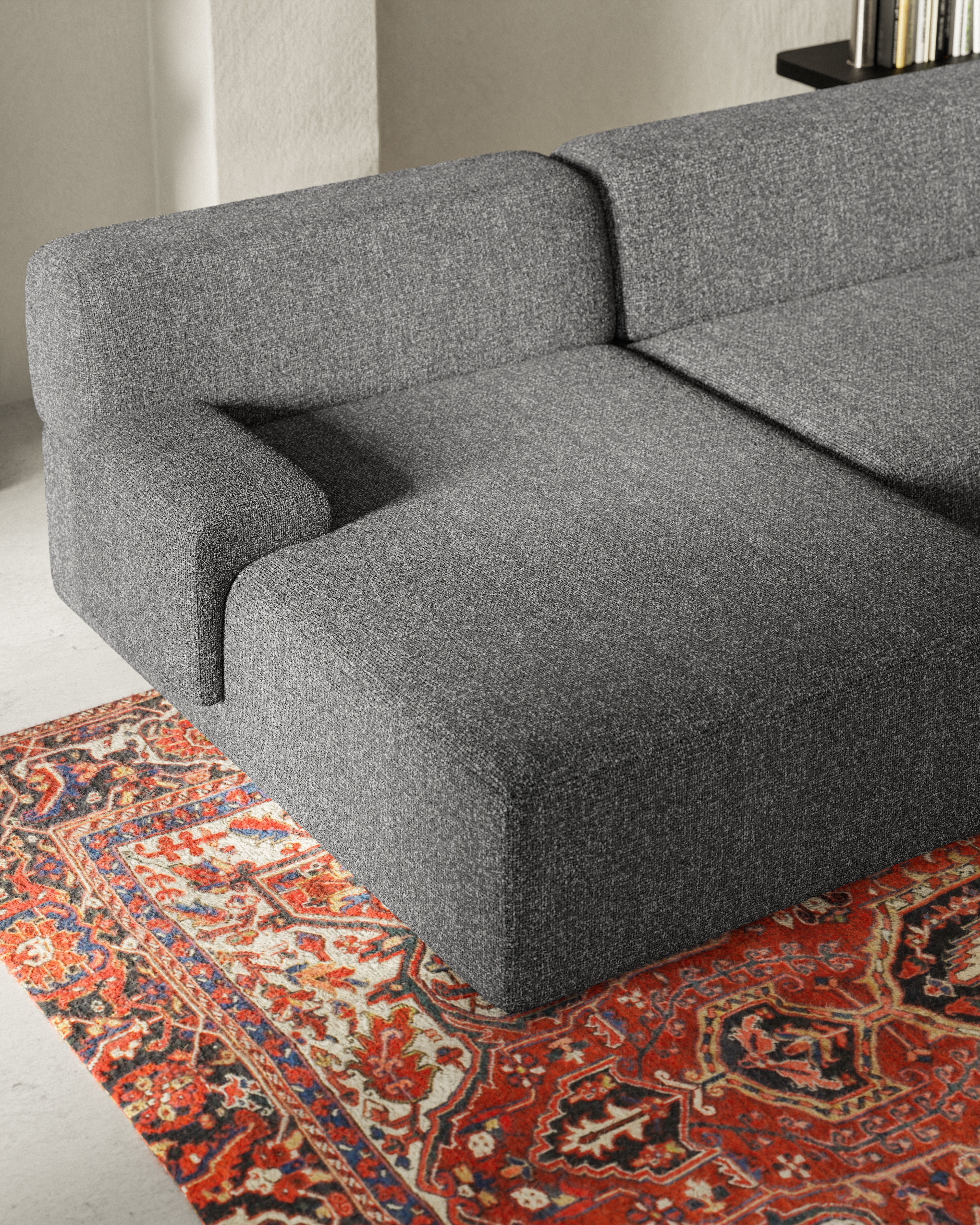 Open right-sided modular corner sofa UMI stone black