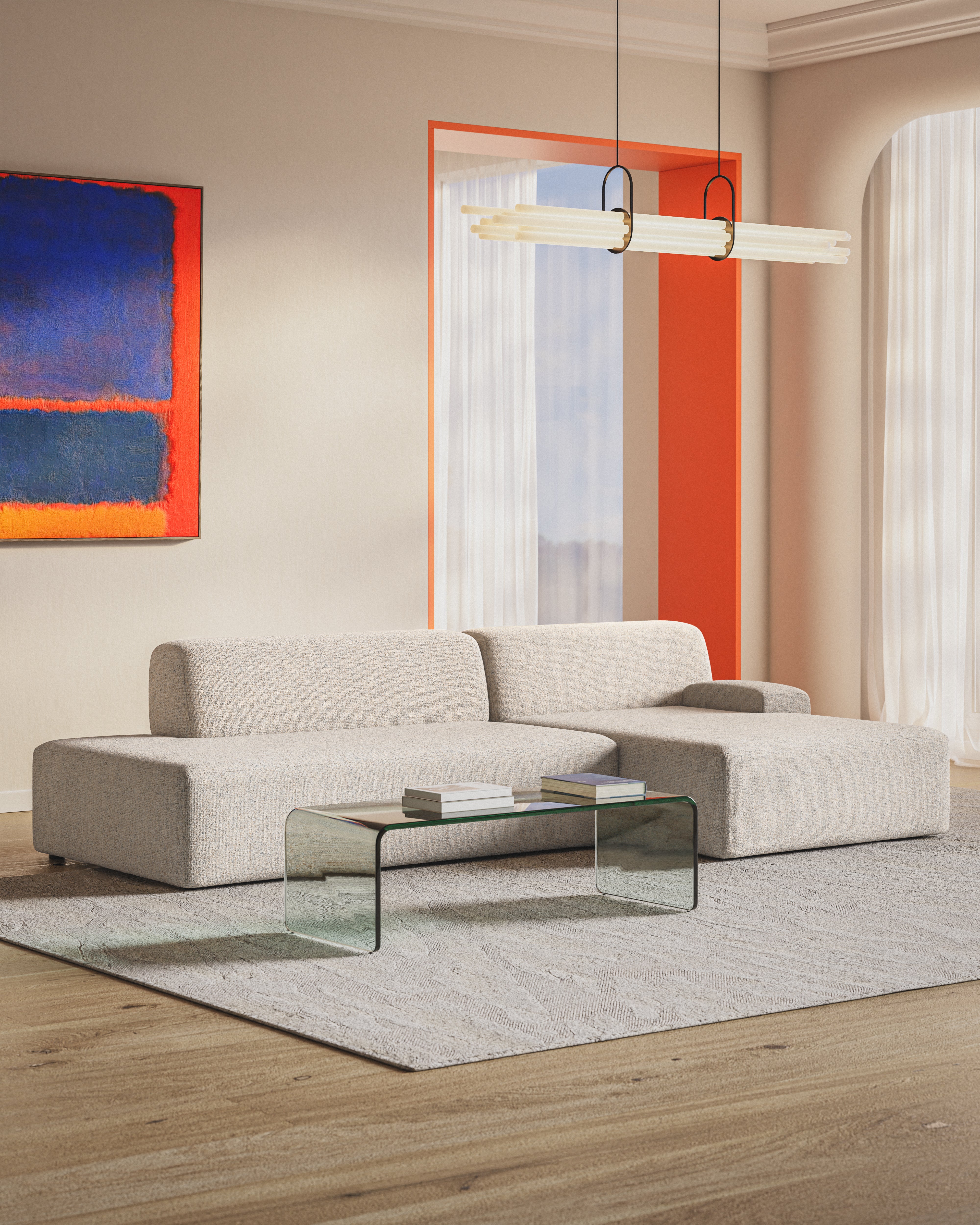Open right-sided modular corner sofa UMI beige
