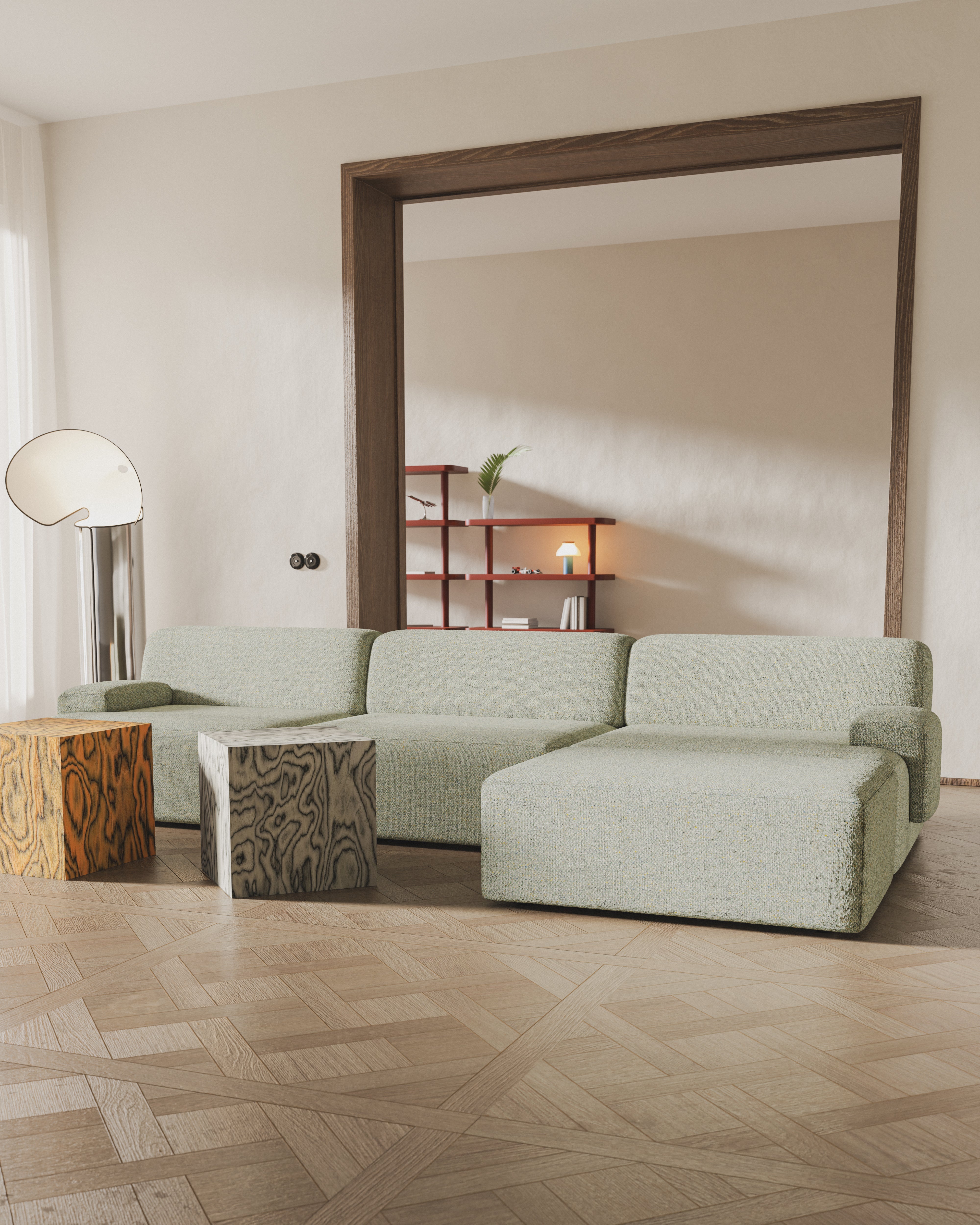 Modular corner sofa for 3 people UMI light green