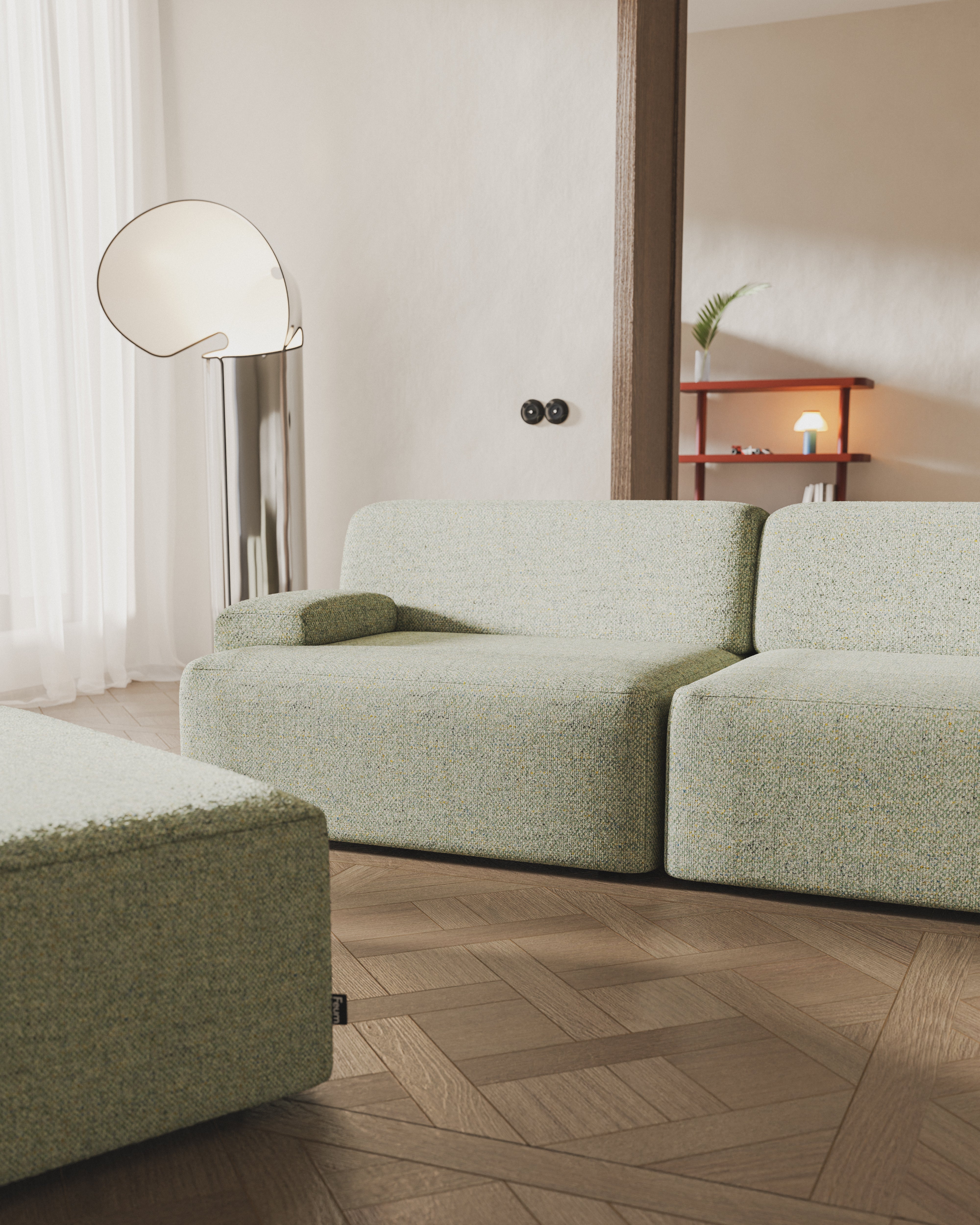 Modular corner sofa for 3 people UMI light green