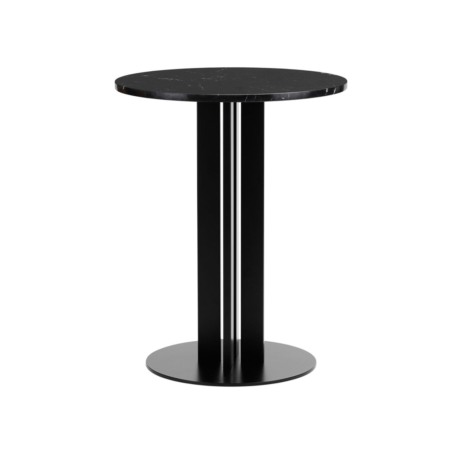 Round cafe table Scala black marble top with a black base