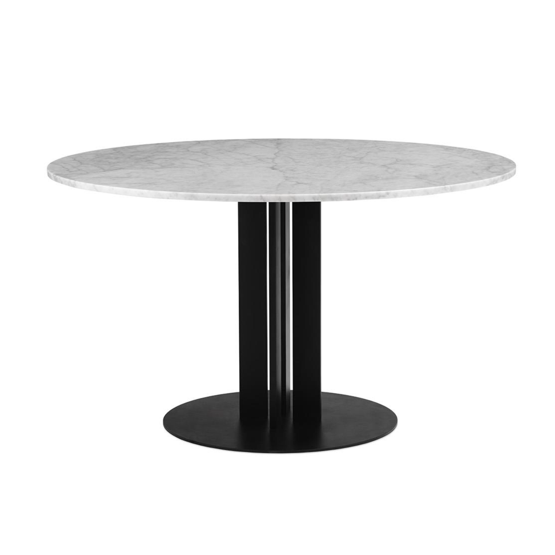 Round table Scala white marble top with a black base