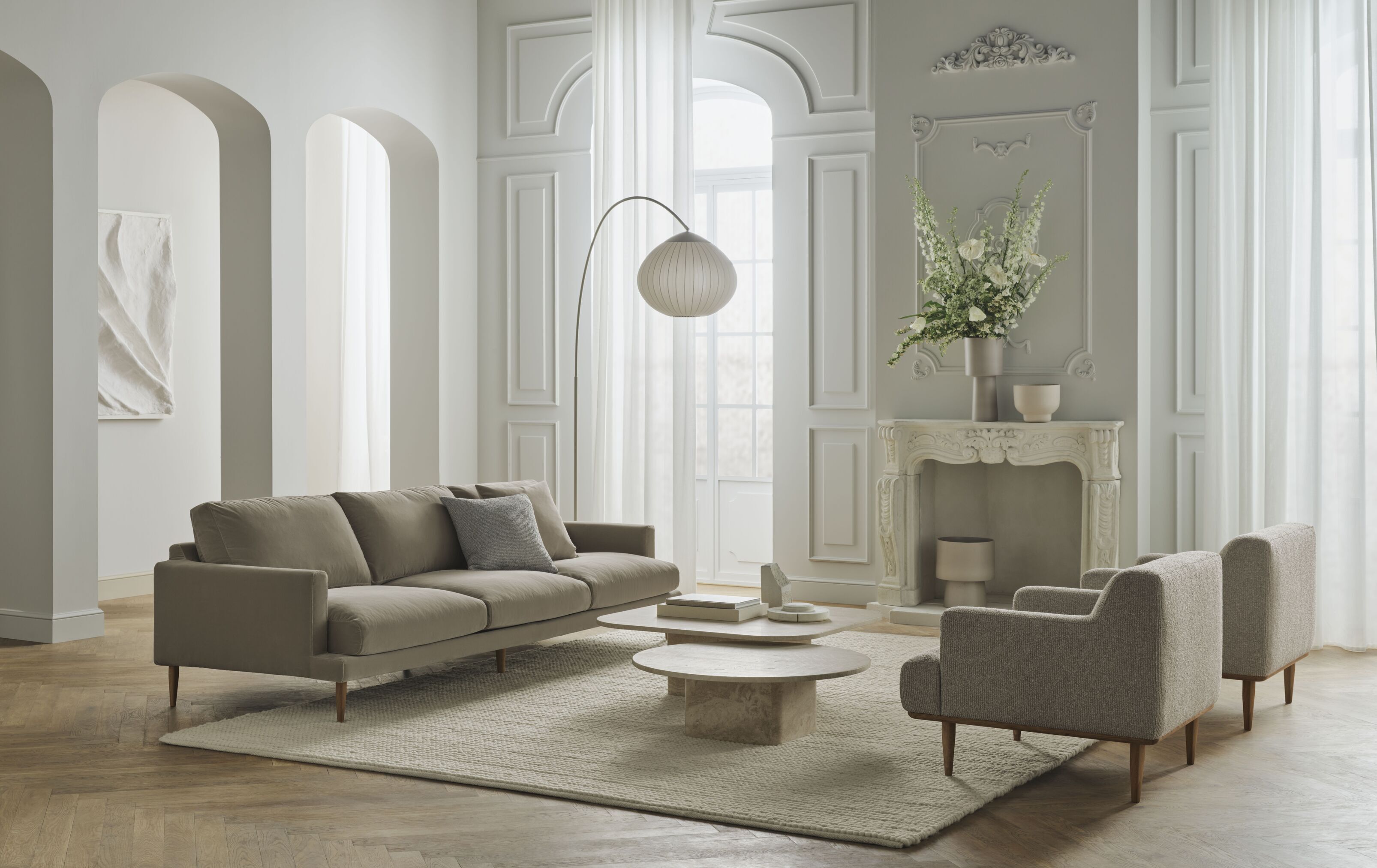 Pohovka 3-místná VENEDA SLIM šedá ocelová základna