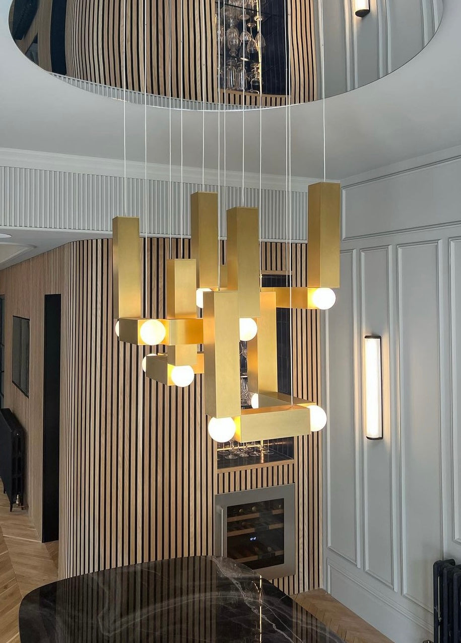 Lampa visící VESPER DUO s opálovým stínidlem a zlatým povrchem