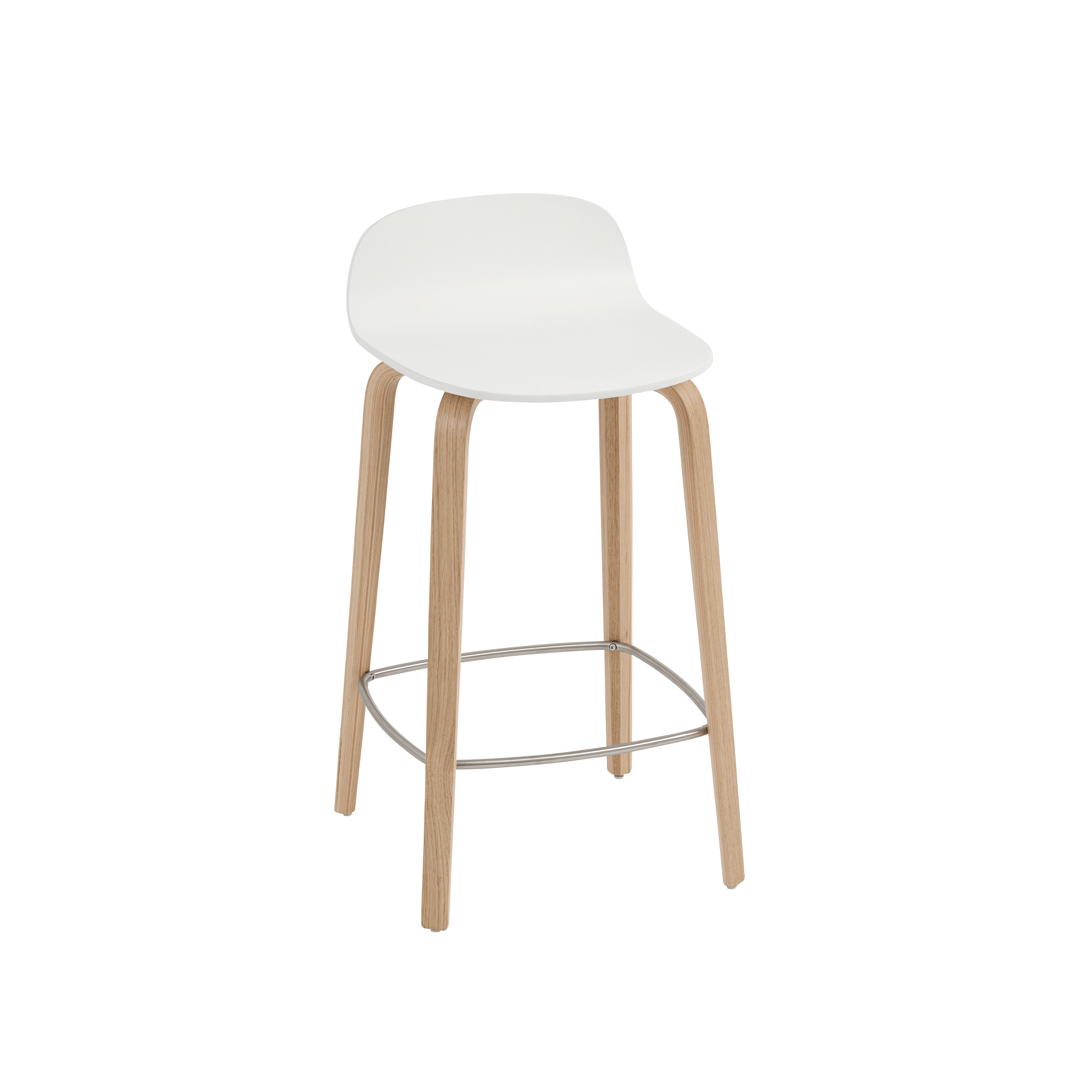 Barová židle VISU bílá s dubovým podstavcem