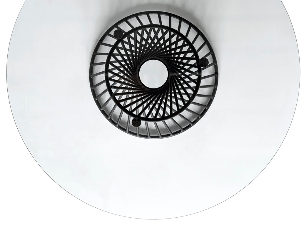 VORTEX Round Table with Glass Top and Black Base