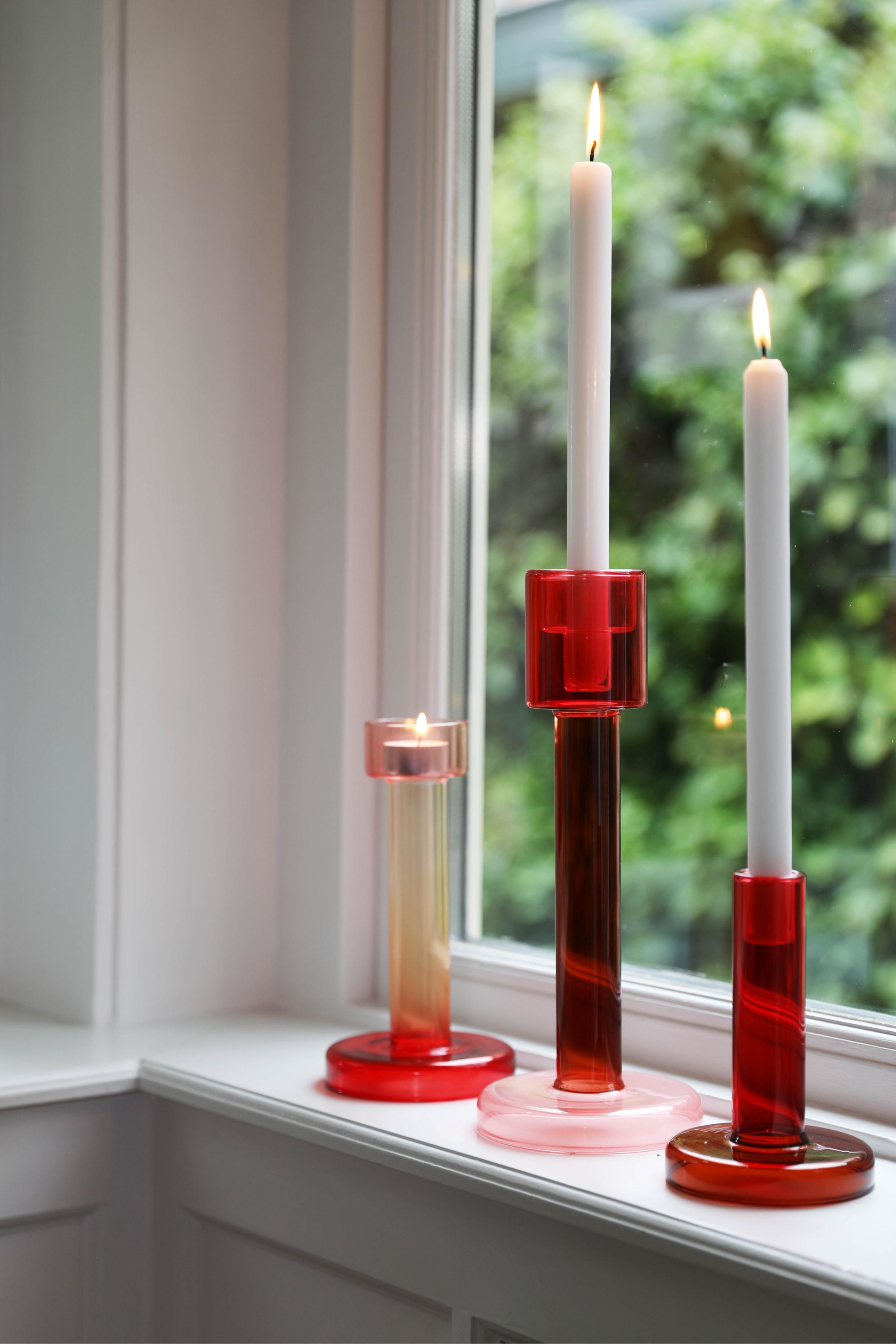 Svícen na tealight BOLE červený s růžovým