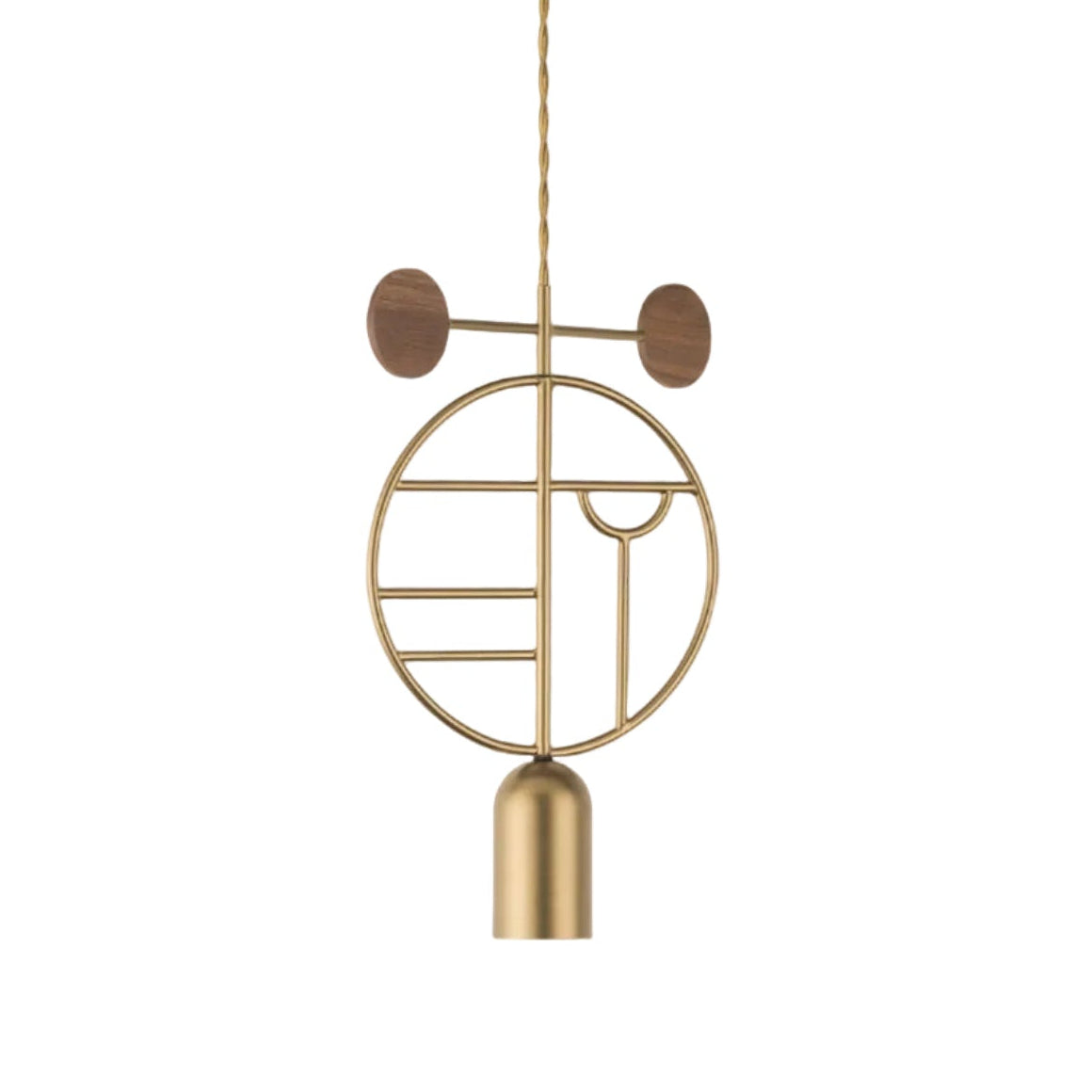 WOODEN DOTS WD06 Pendant Lamp in Brass with Walnut Wood