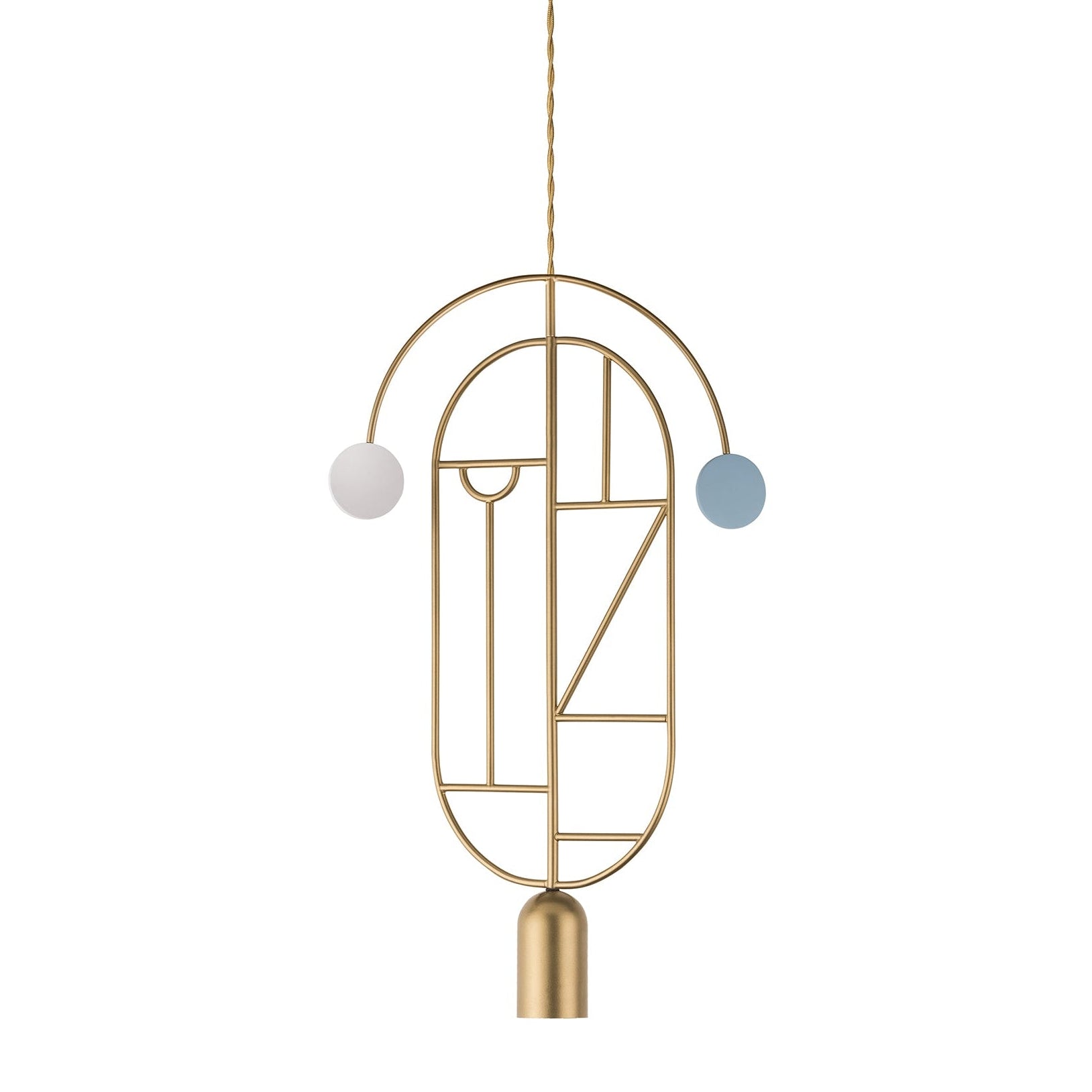 WOODEN DOTS WD07 Pendant Lamp in Brass with Blue and White