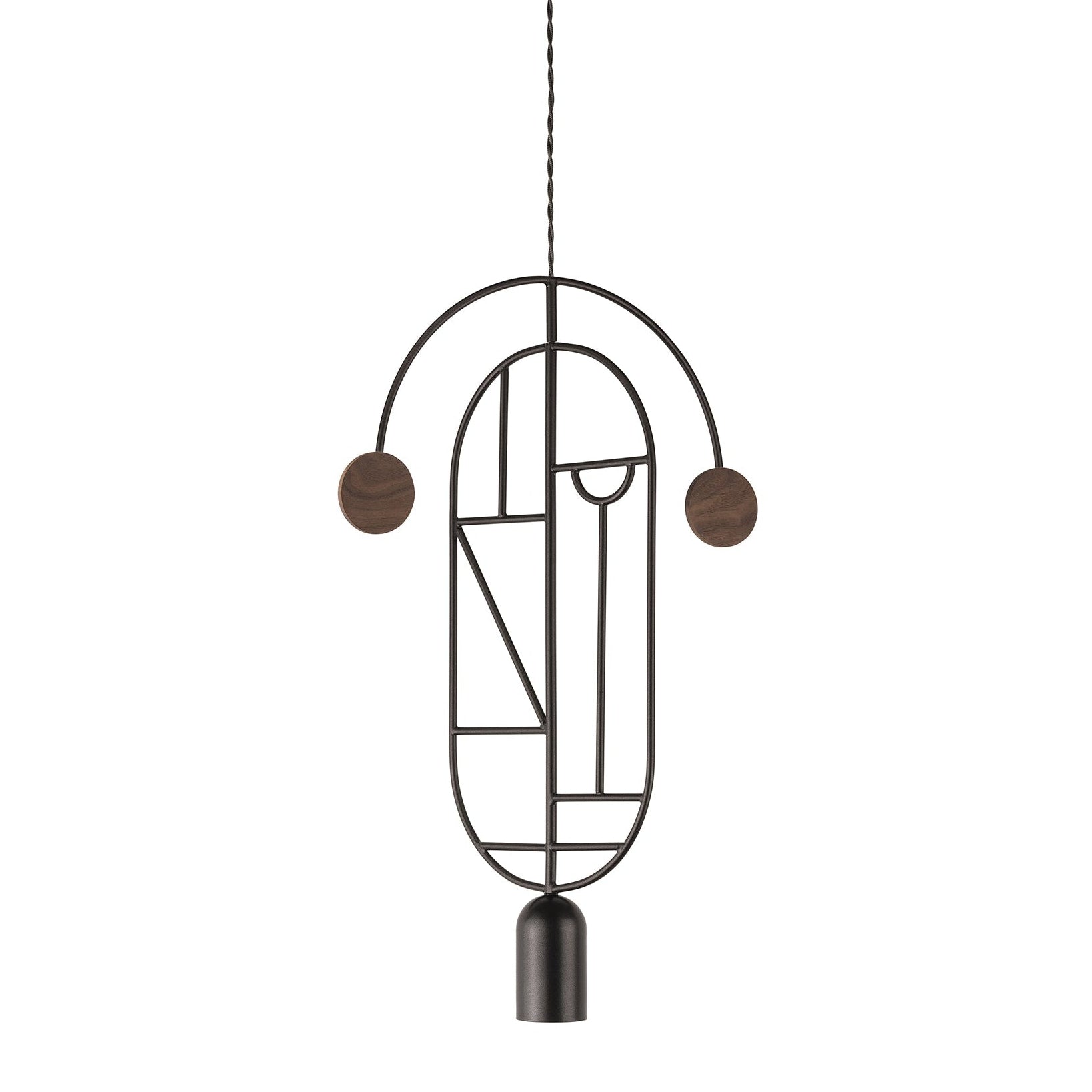 Závěsná lampa WOODEN DOTS WD07 grafitová s ořechovým dřevem