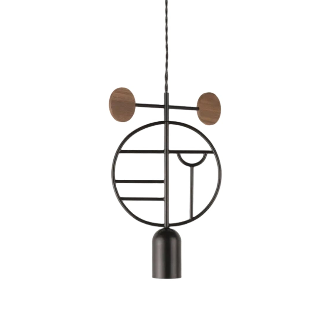 Závěsná lampa WOODEN DOTS WD06 grafitová s ořechovým dřevem