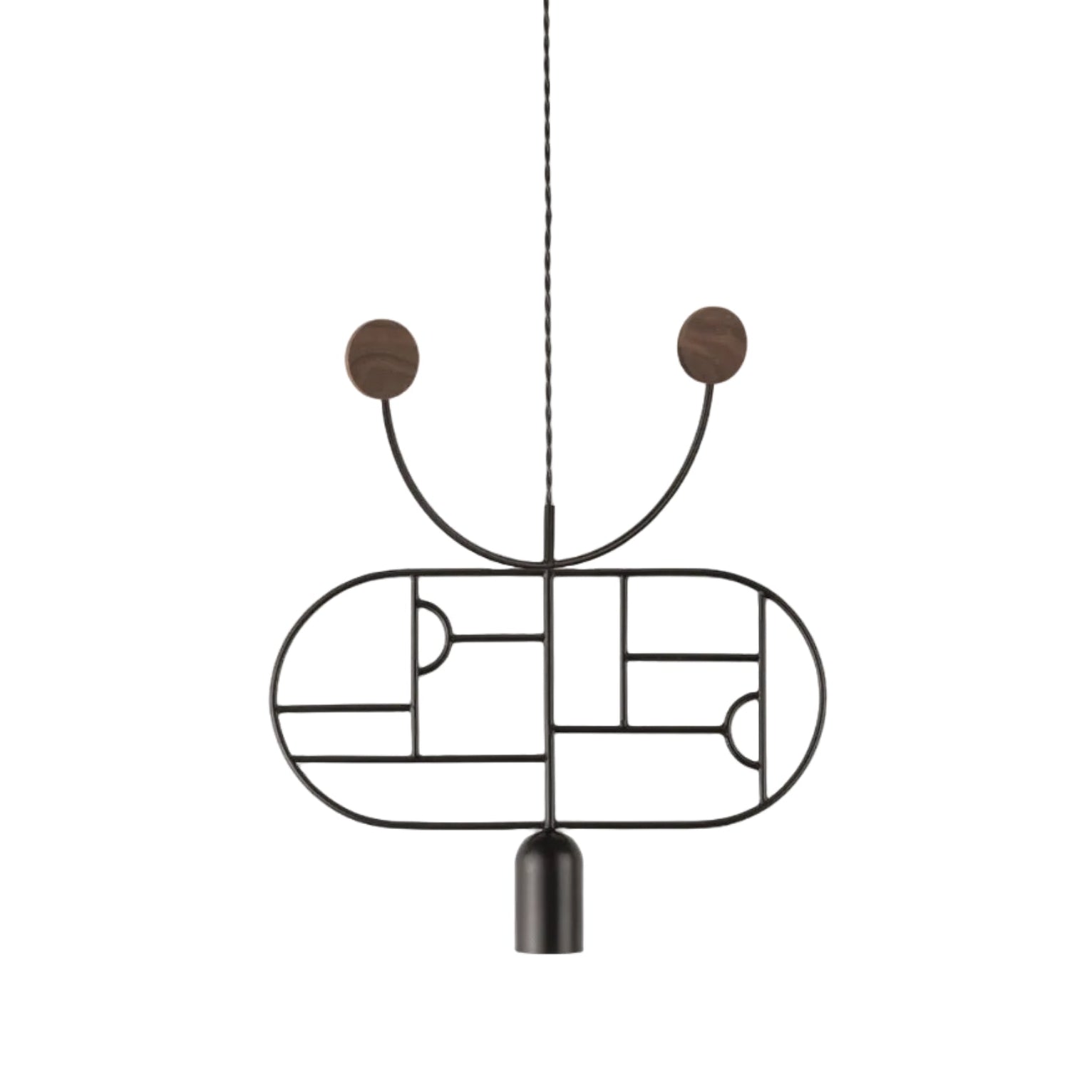 Závěsná lampa WOODEN DOTS WD08 grafitová s ořechovým dřevem