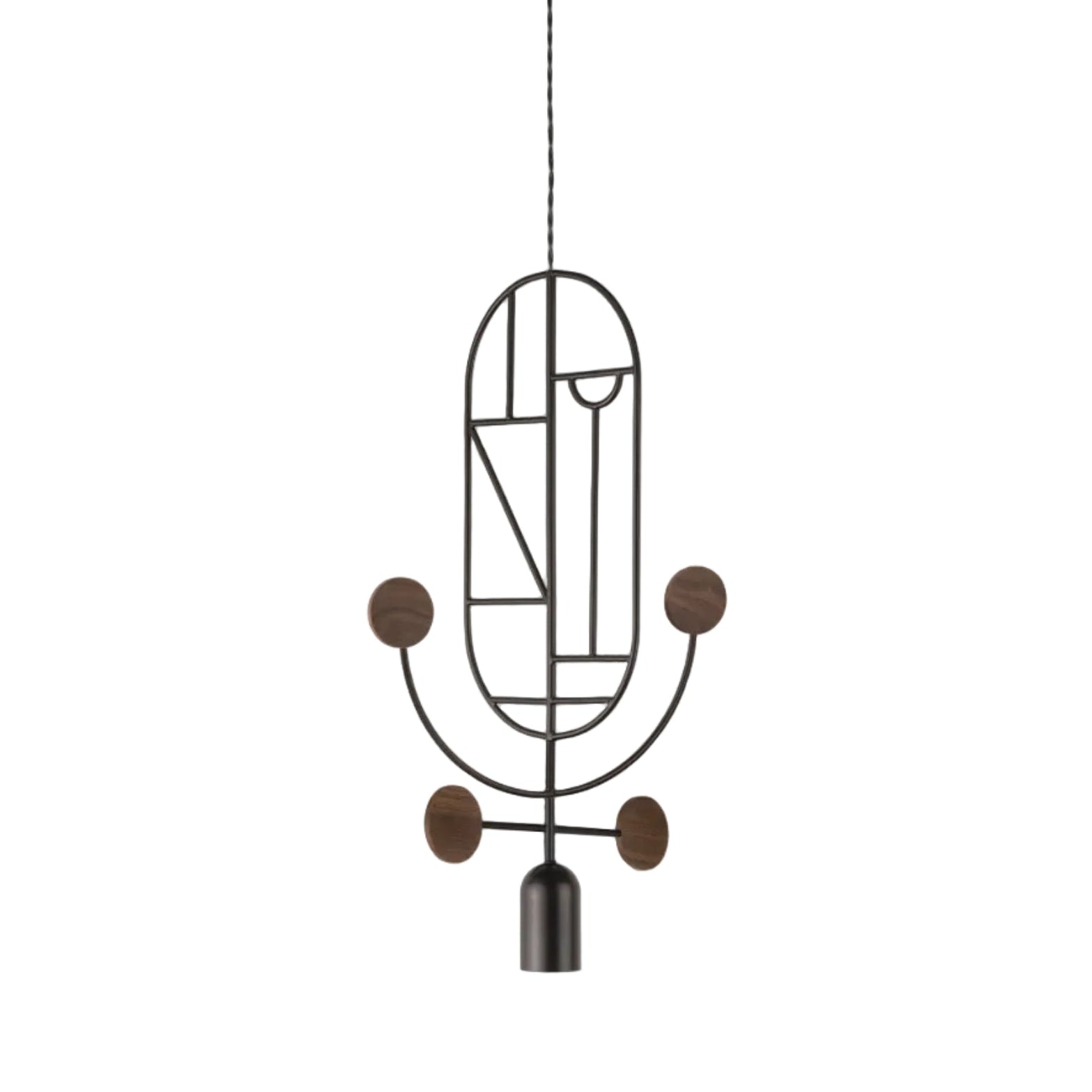 Závěsná lampa WOODEN DOTS WDS05 grafitová s ořechovým dřevem
