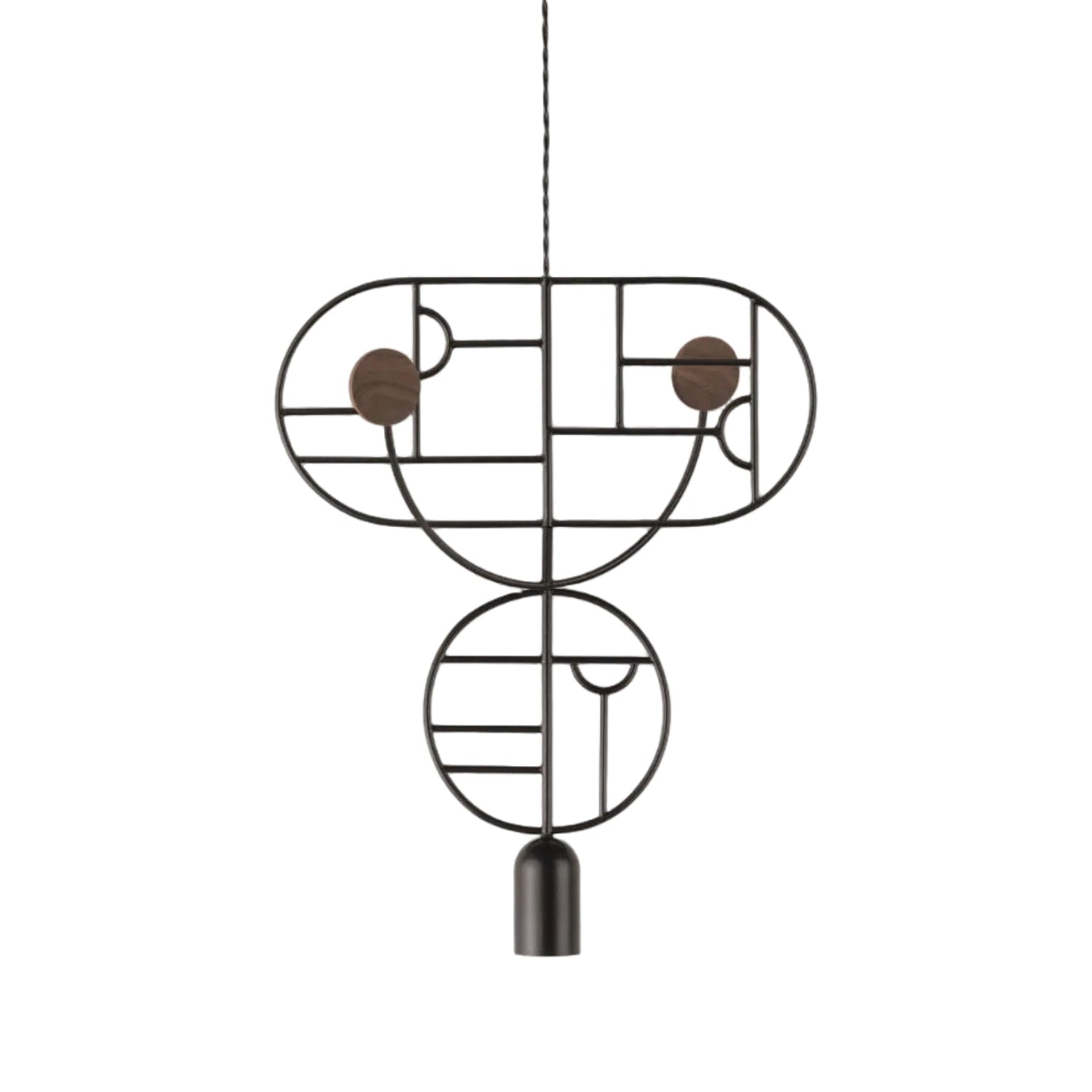 Závěsná lampa WOODEN DOTS WDS07 grafitová s ořechovým dřevem