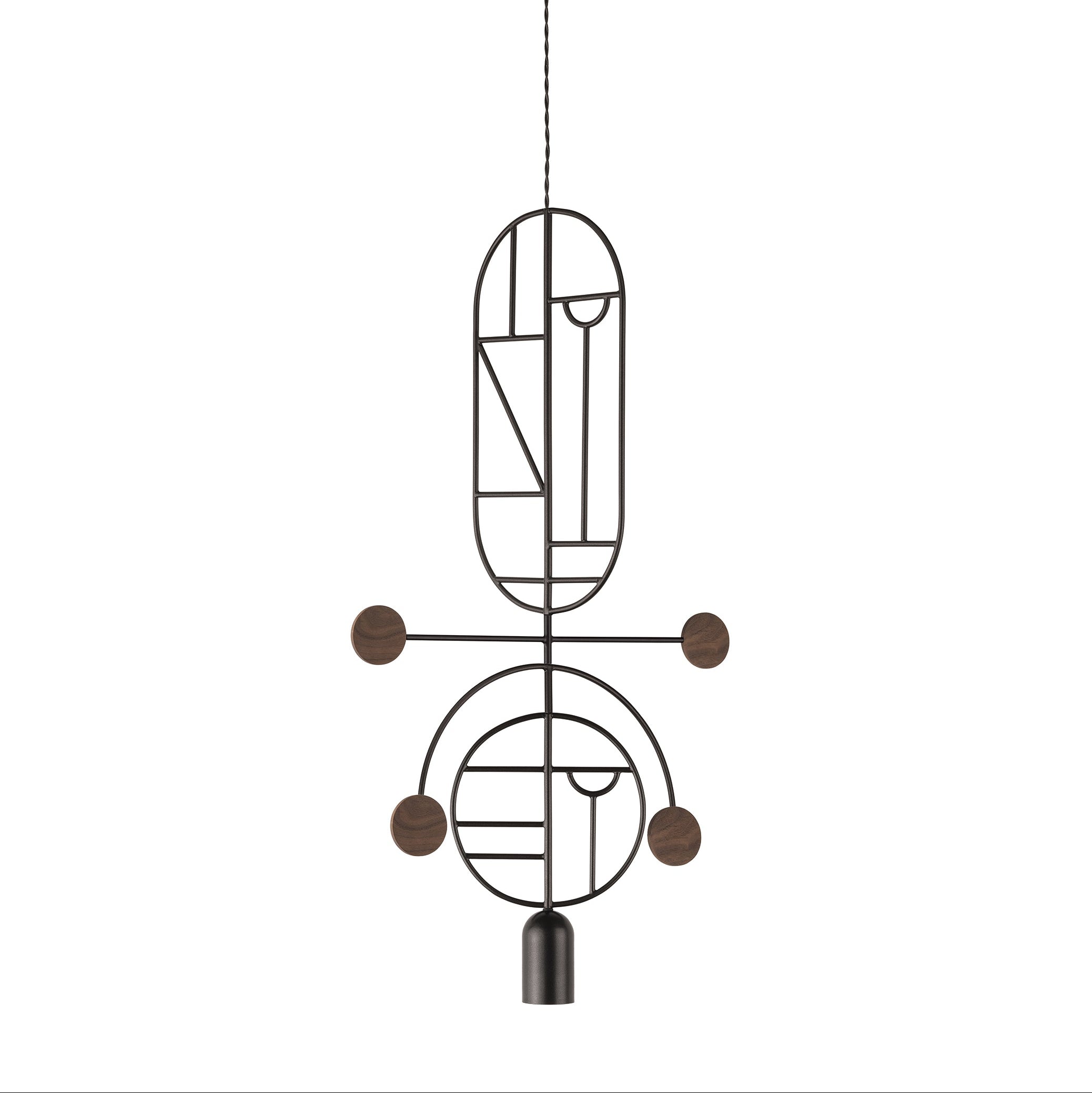 Závěsná lampa WOODEN DOTS WDS08 grafitová s ořechovým dřevem
