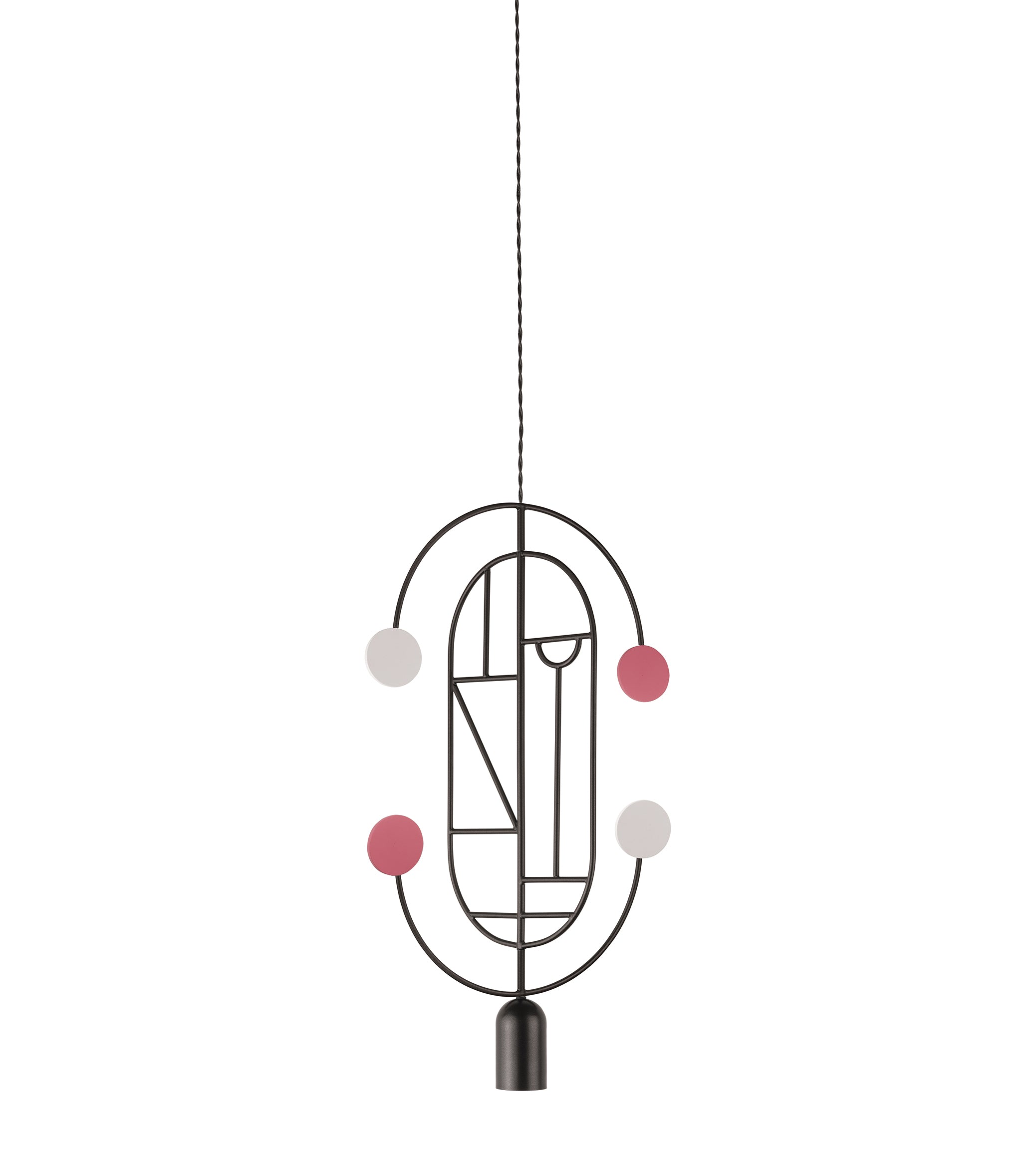 Závěsná lampa WOODEN DOTS WDS04 grafitová s bílou a červenou