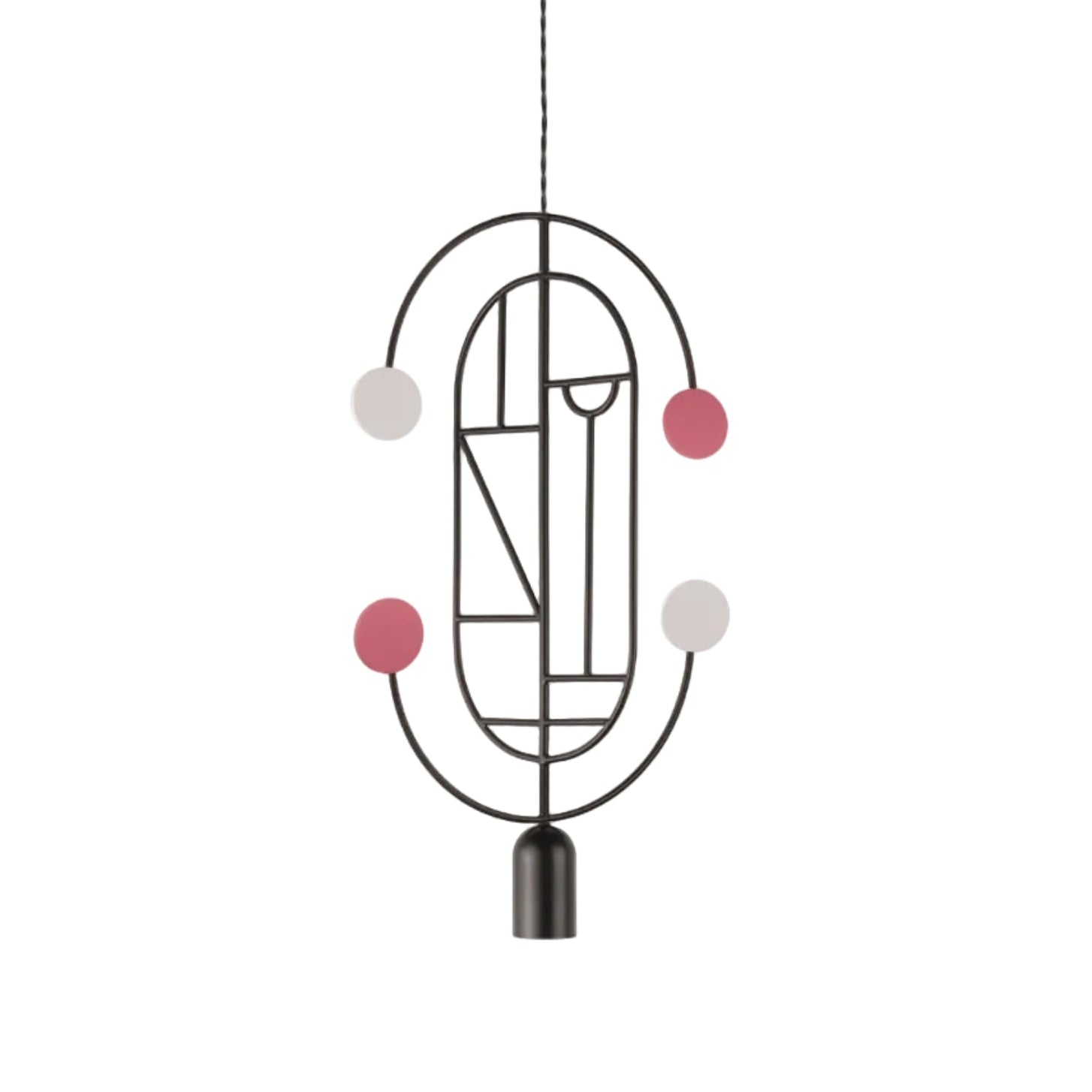 Závěsná lampa WOODEN DOTS WDS04 grafitová s bílou a červenou