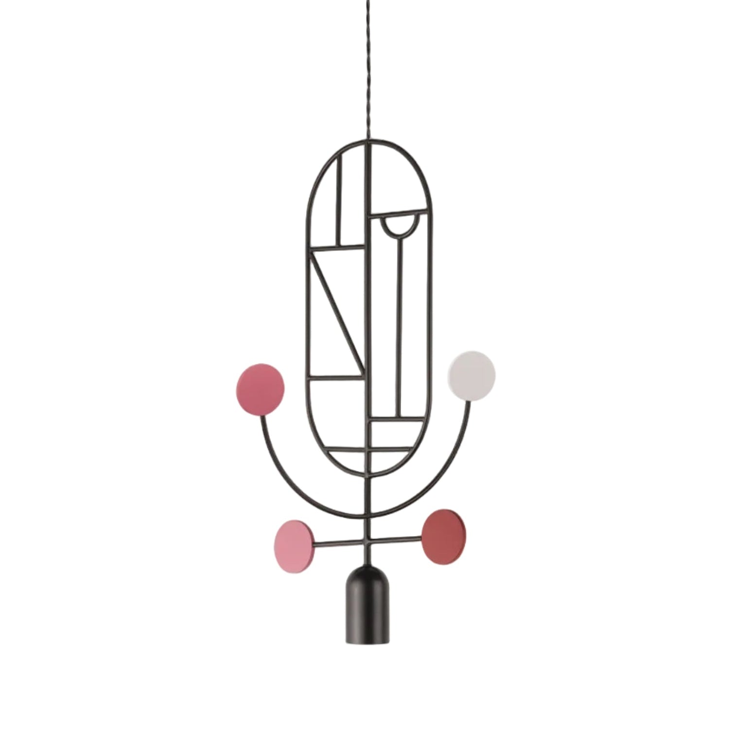 Závěsná lampa WOODEN DOTS WDS05 grafitová s bílou a červenou