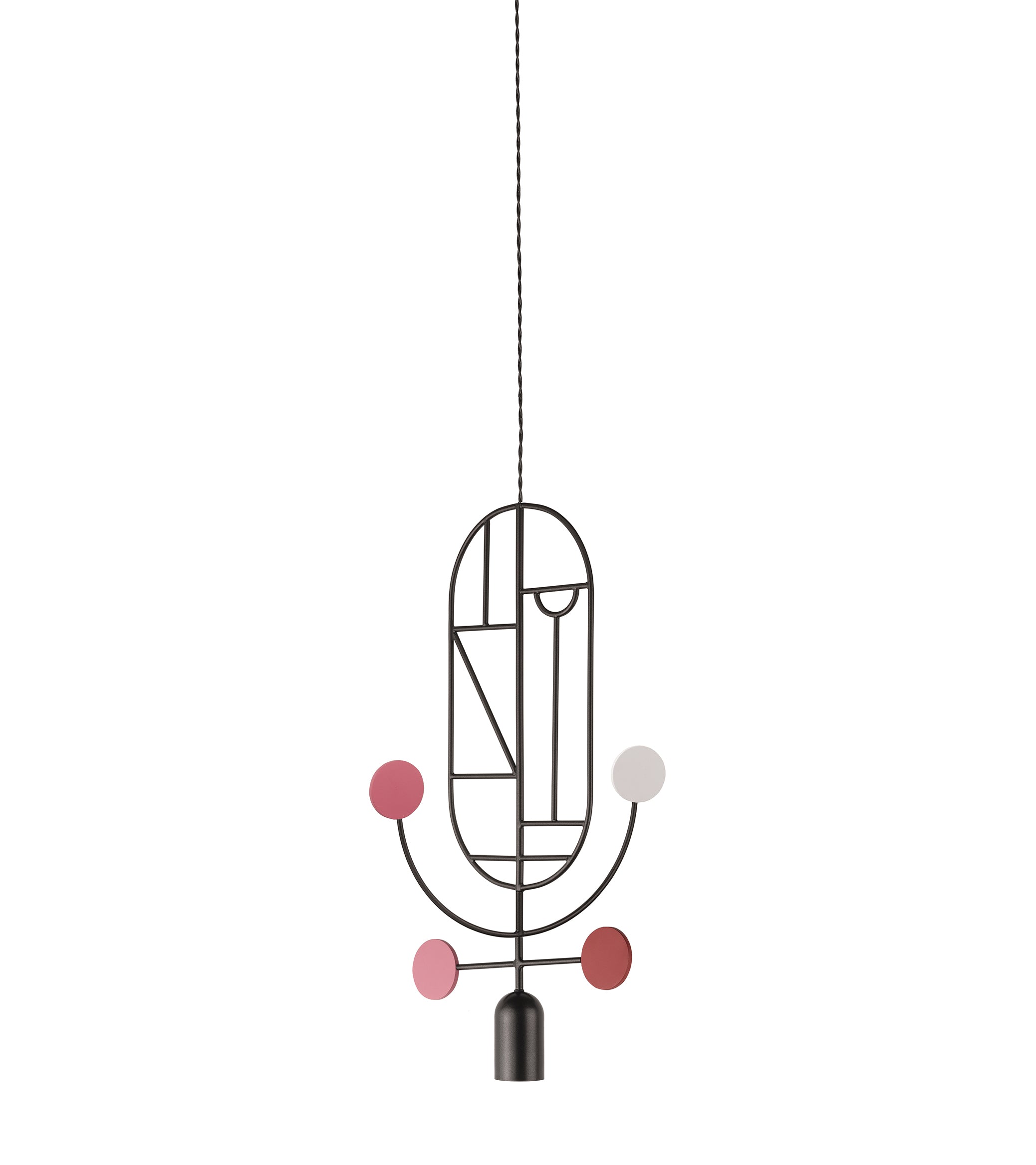 Závěsná lampa WOODEN DOTS WDS05 grafitová s bílou a červenou