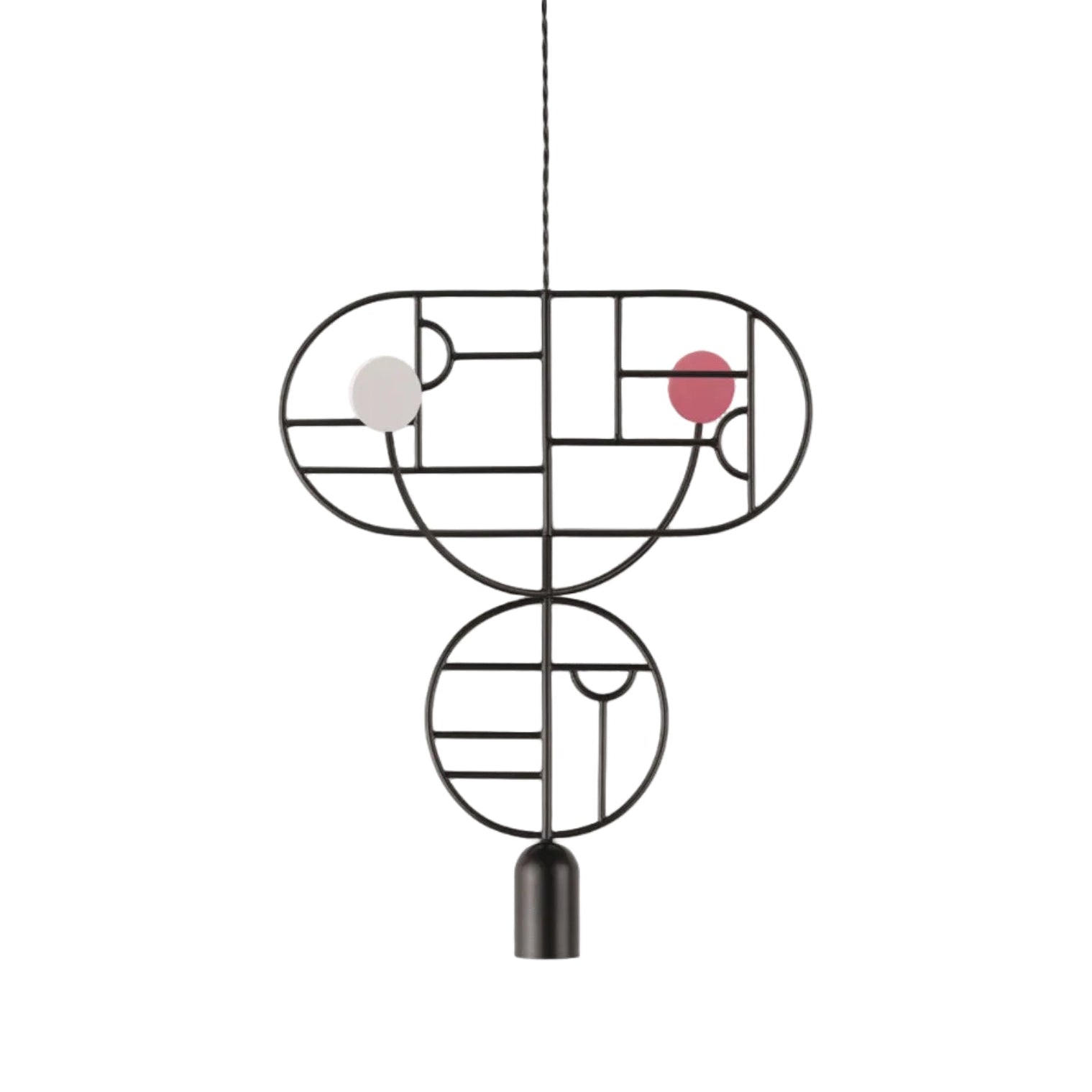 Závěsná lampa WOODEN DOTS WDS07 grafitová s bílou a červenou