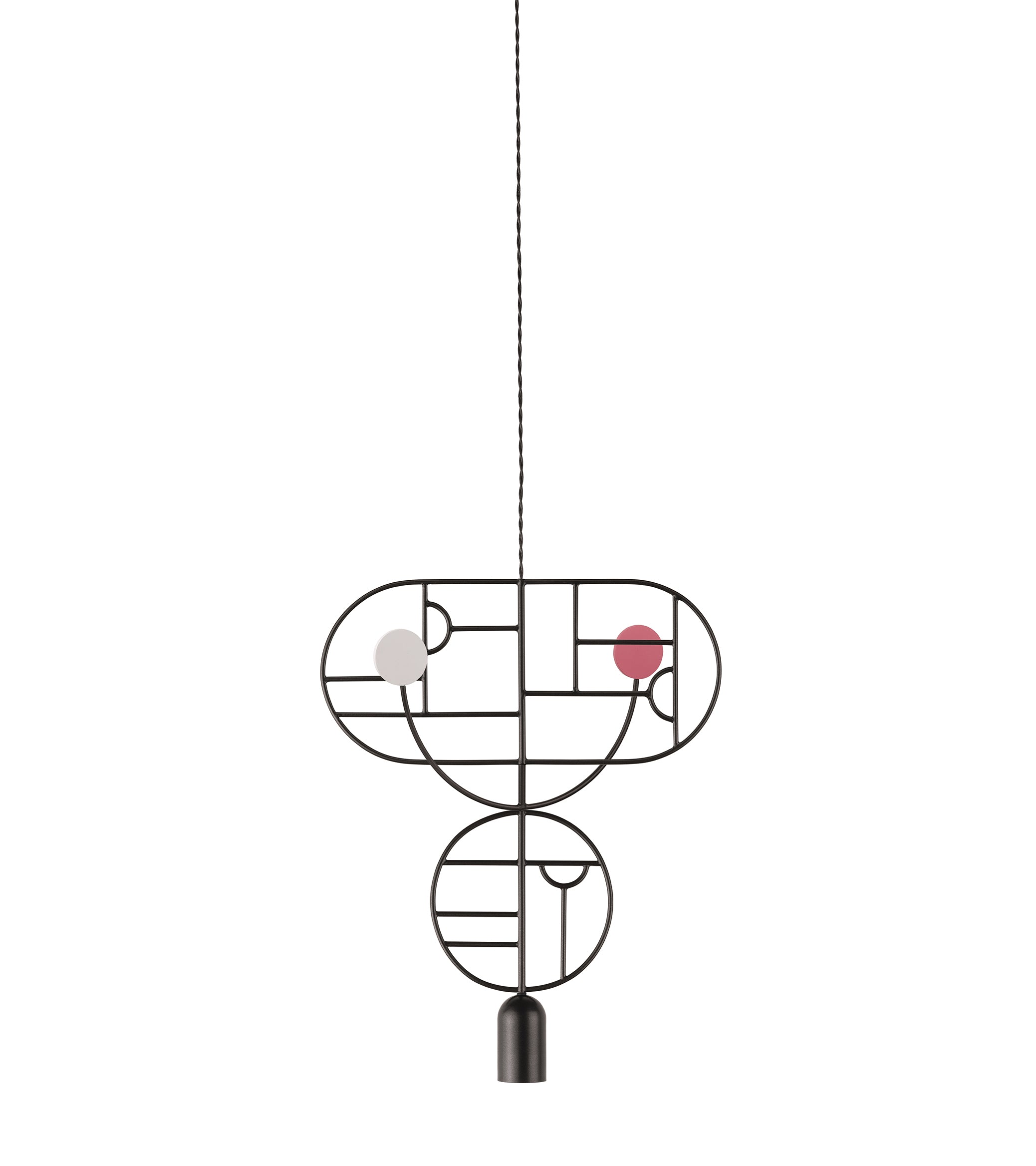 Závěsná lampa WOODEN DOTS WDS07 grafitová s bílou a červenou