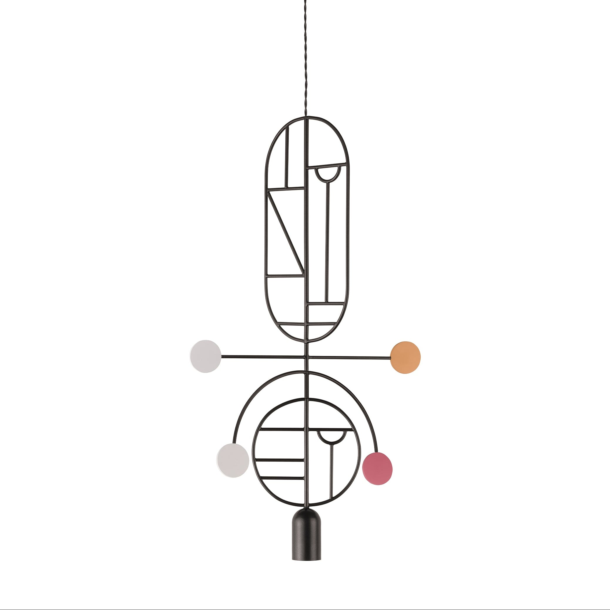 Závěsná lampa WOODEN DOTS WDS08 grafitová s bílou a červenou