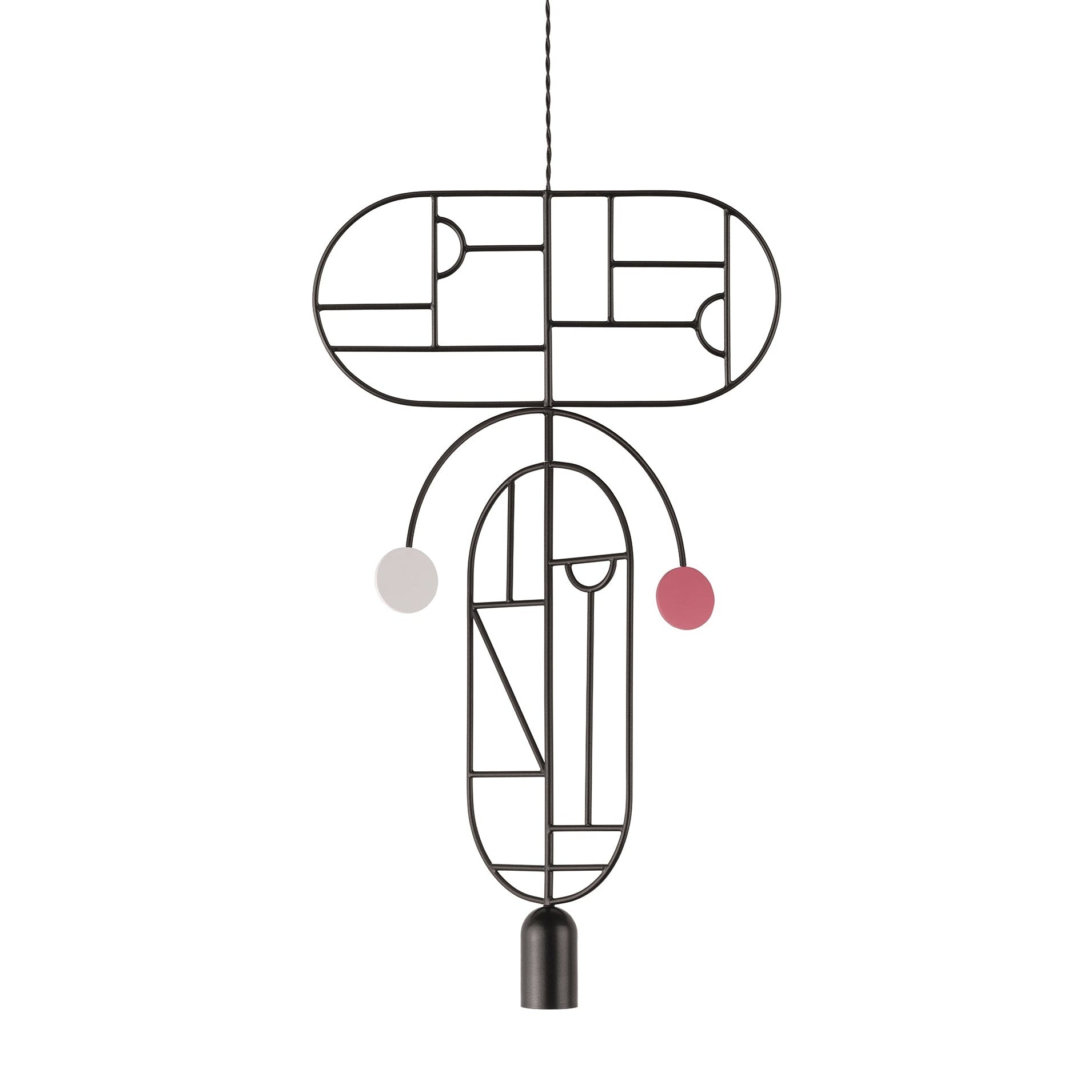 Závěsná lampa WOODEN DOTS WDS09 grafitová s bílou a červenou