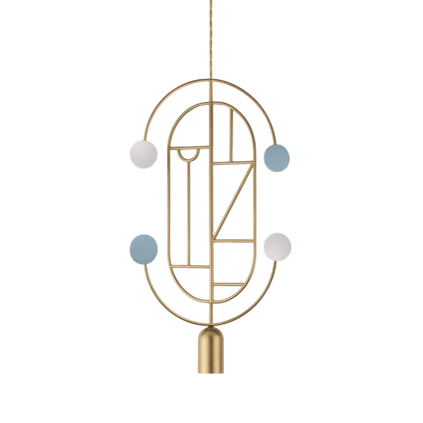 WOODEN DOTS WDS04 Pendant Lamp in Brass with White and Blue